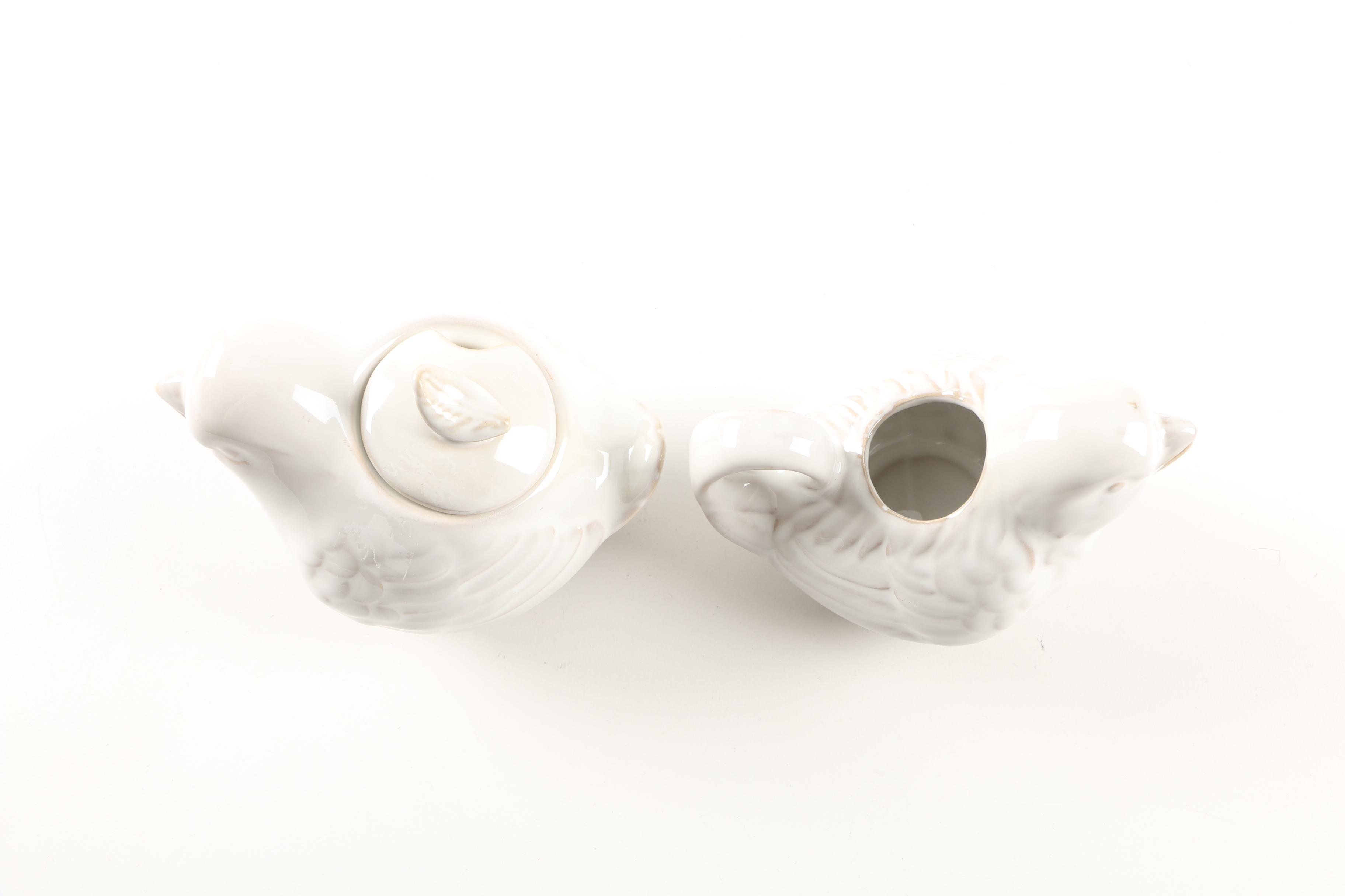 World Market Porcelain Bird Sugar and Creamer Set