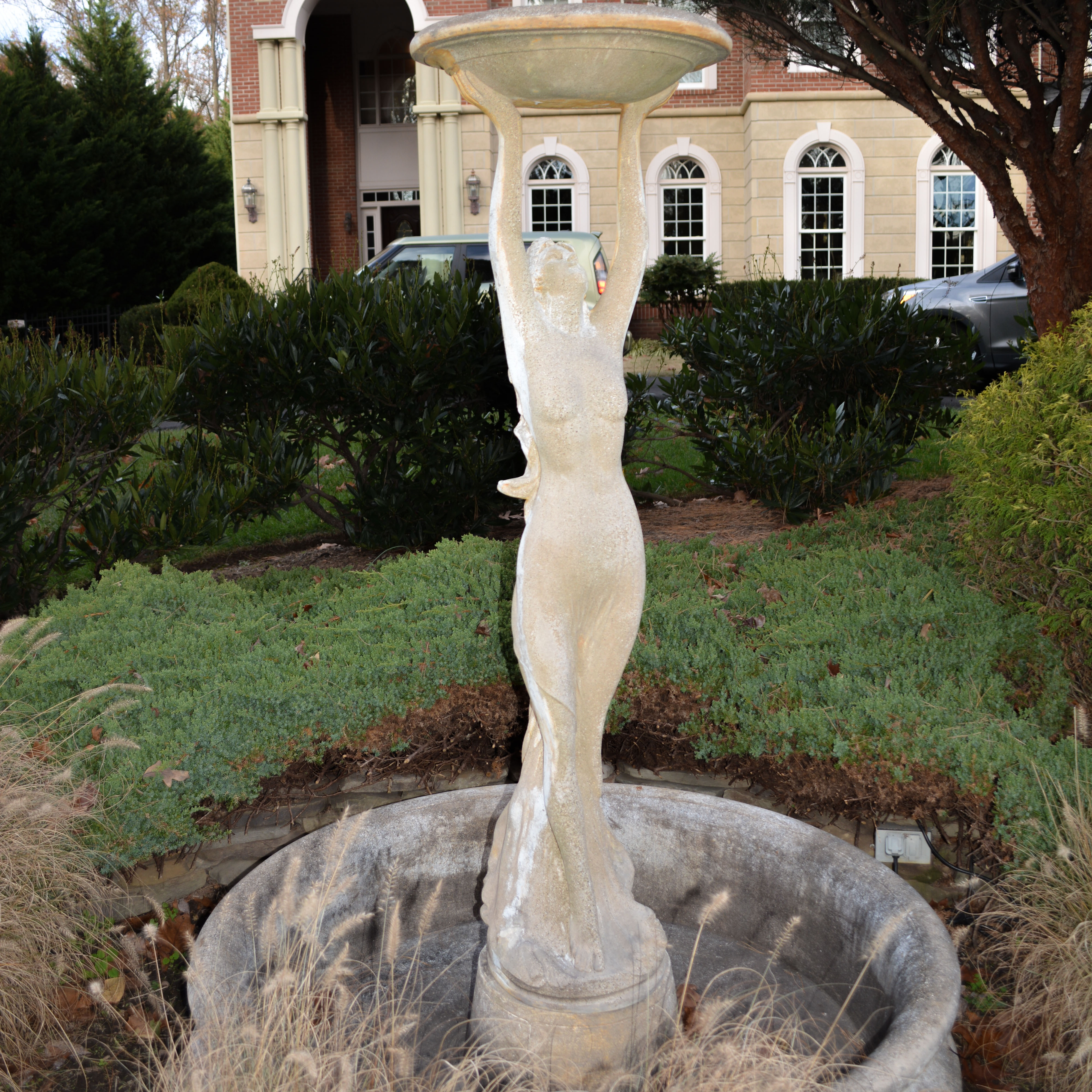 Frontgate Woman Bird Bath Statue