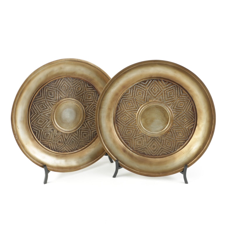 Antiqued Gold Tone Decorative Plates