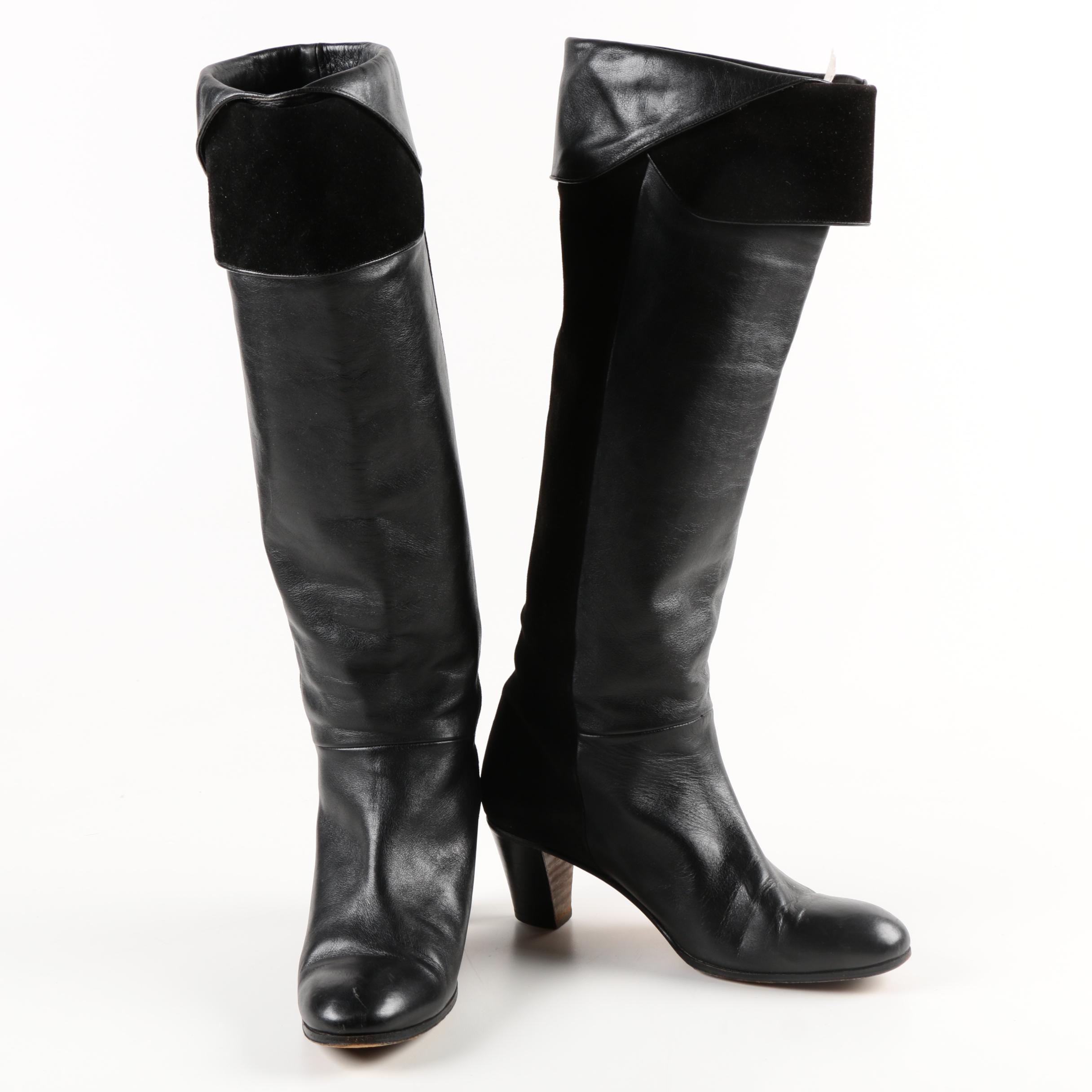 Gucci Black Leather and Suede Boots