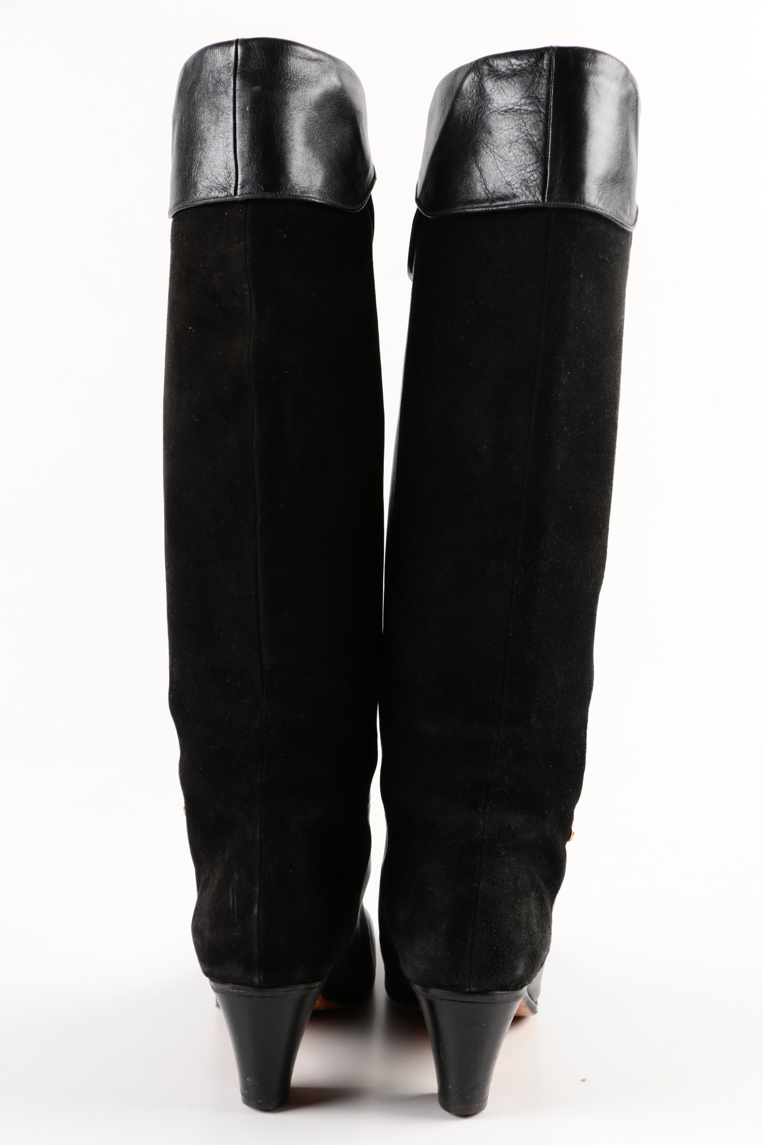 Gucci Black Leather and Suede Boots