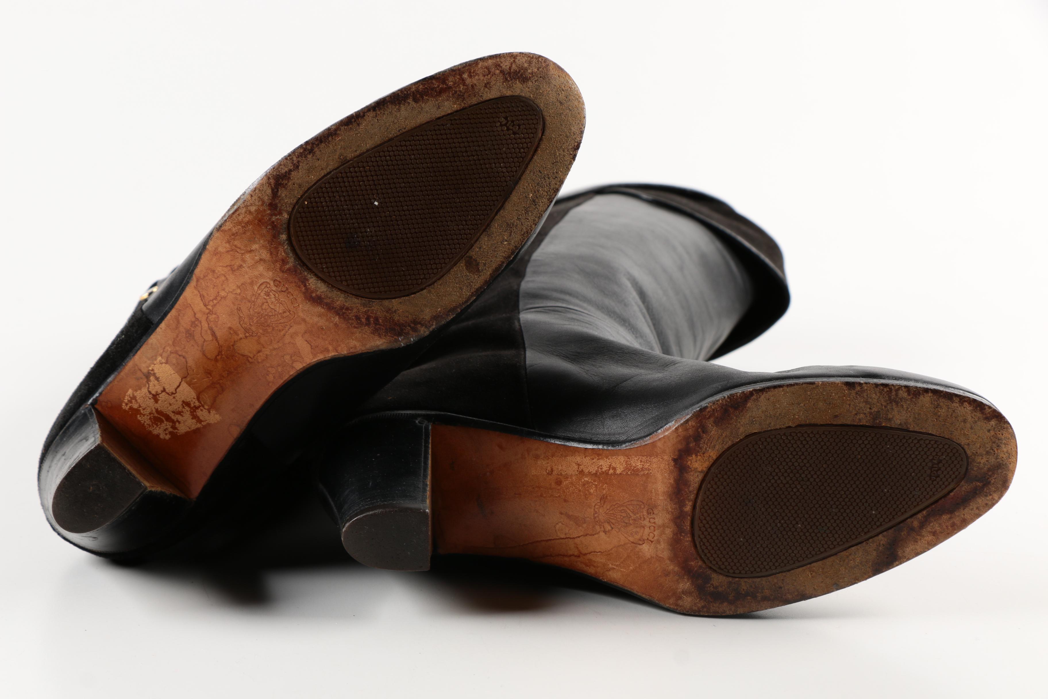 Gucci Black Leather and Suede Boots