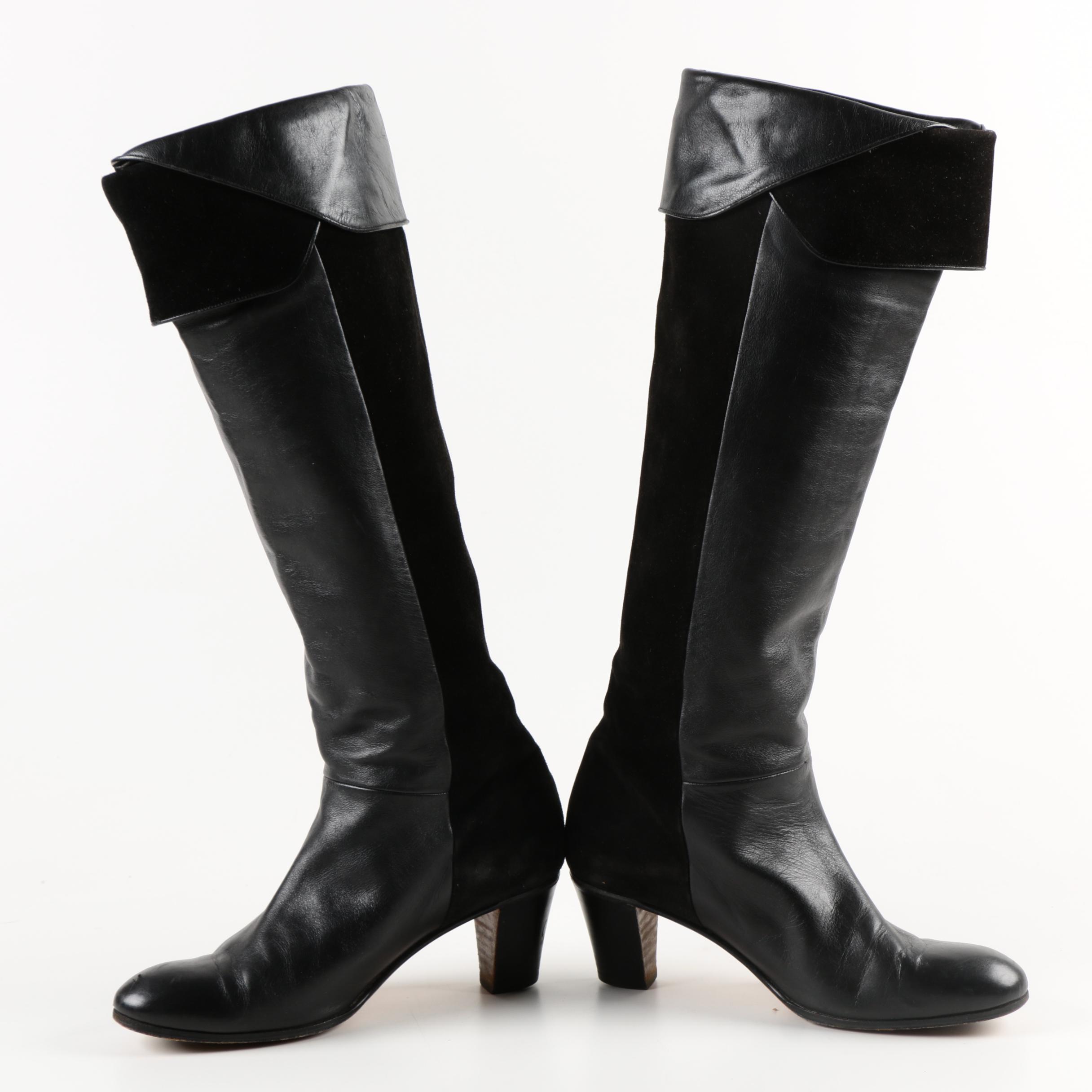 Gucci Black Leather and Suede Boots