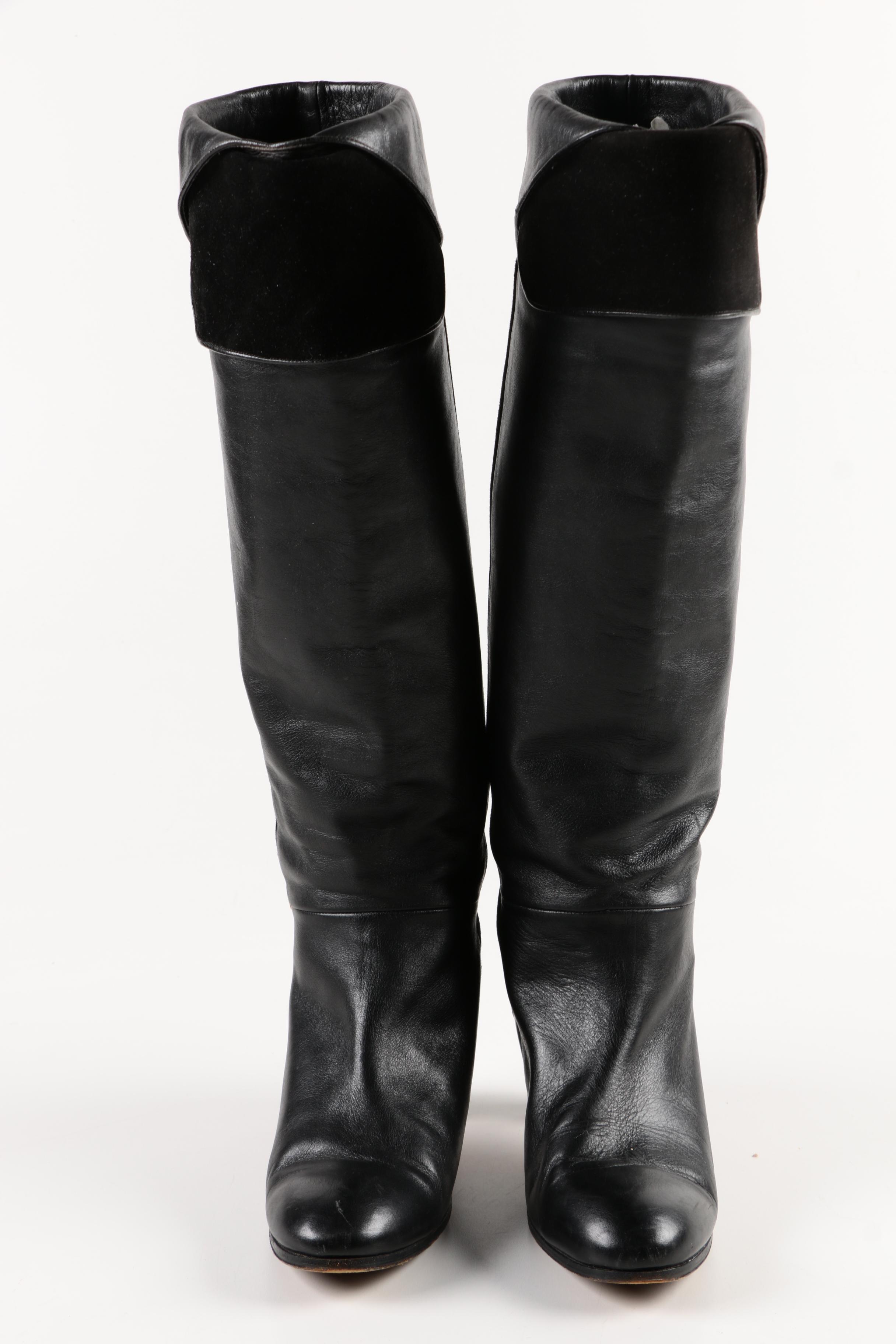 Gucci Black Leather and Suede Boots