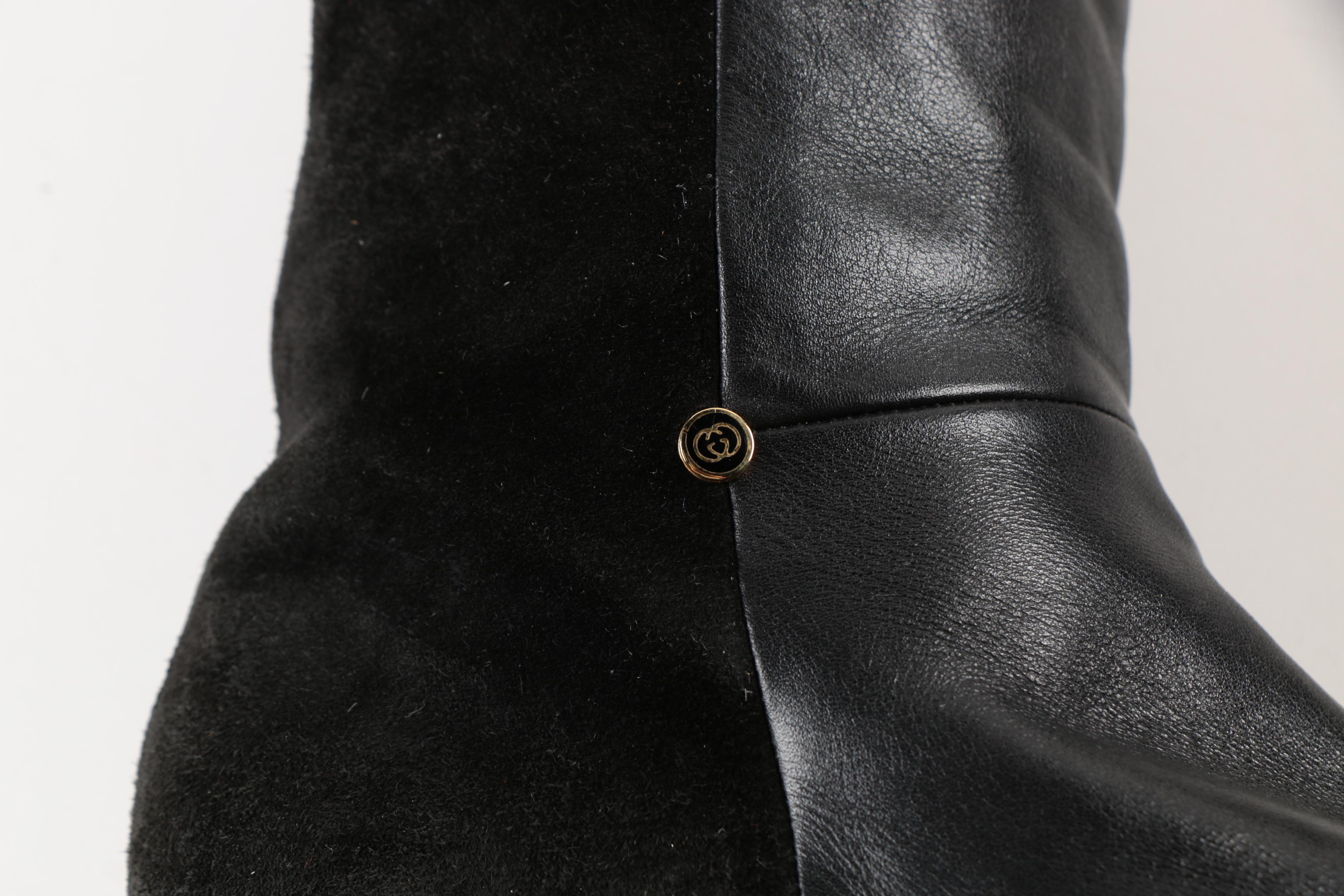 Gucci Black Leather and Suede Boots