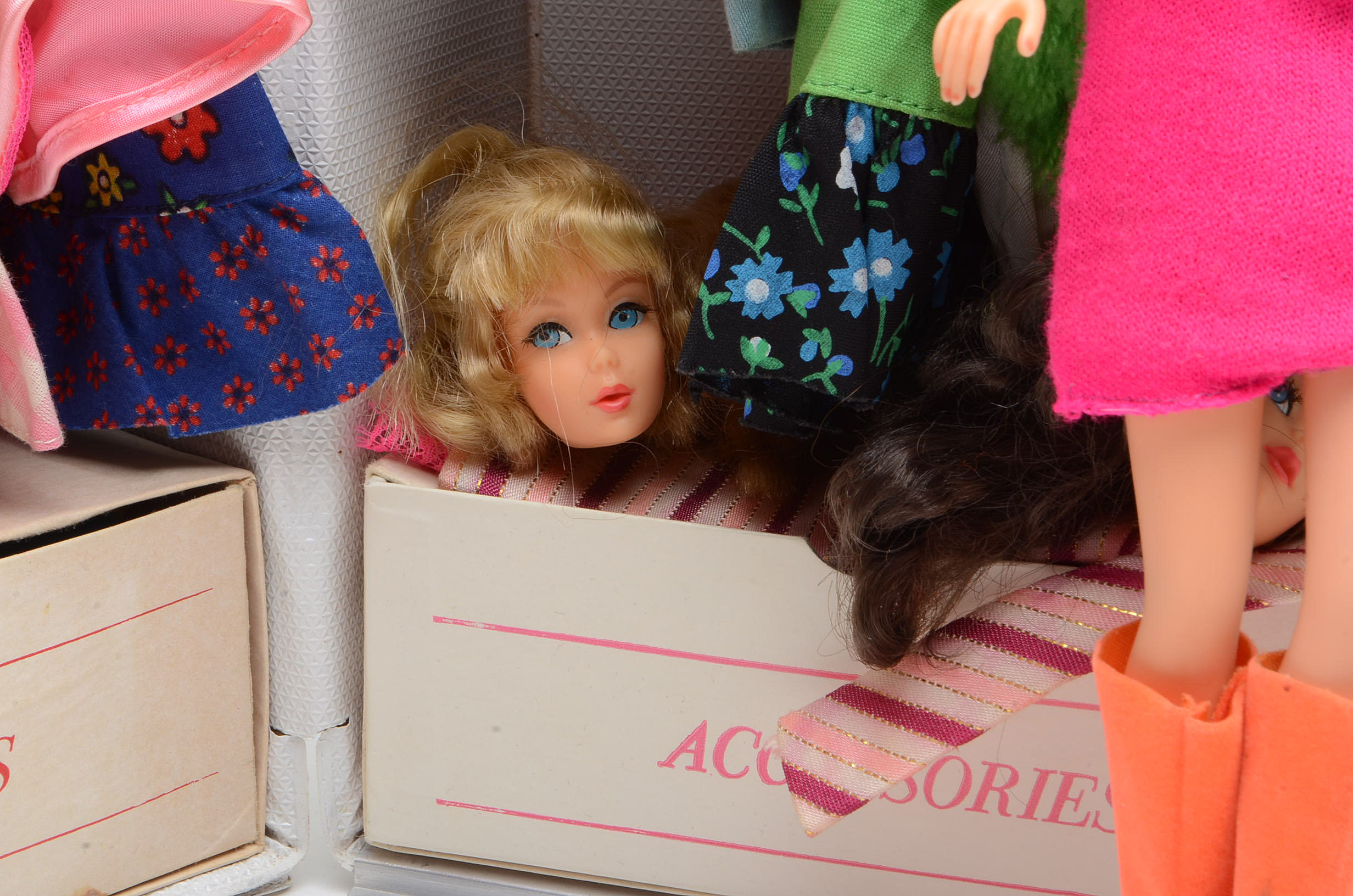 Vintage 1960s World of Barbie Doll Case with Stacey and Ken Dolls