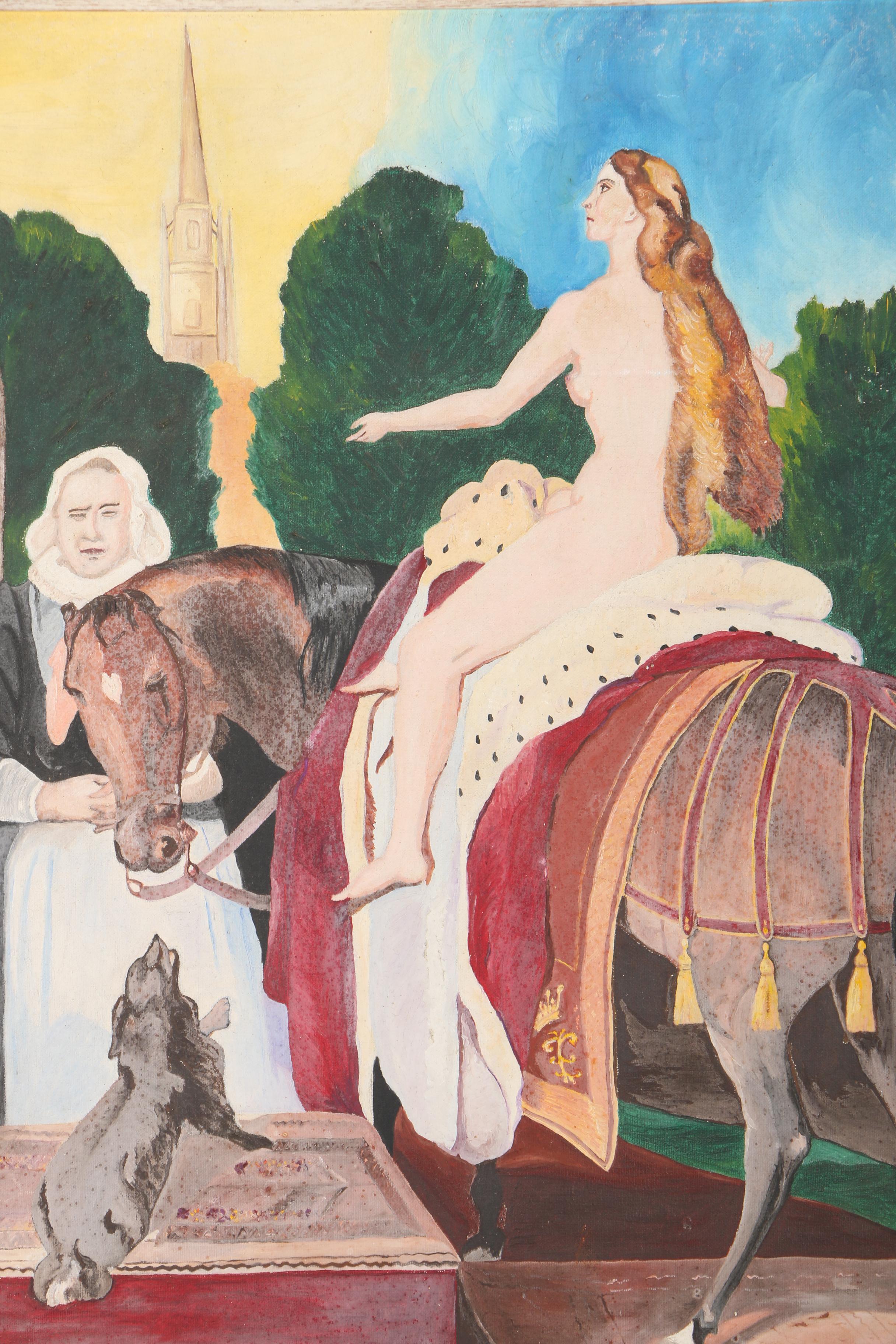 J. Arner Oil Painting on Canvas of Lady Godiva