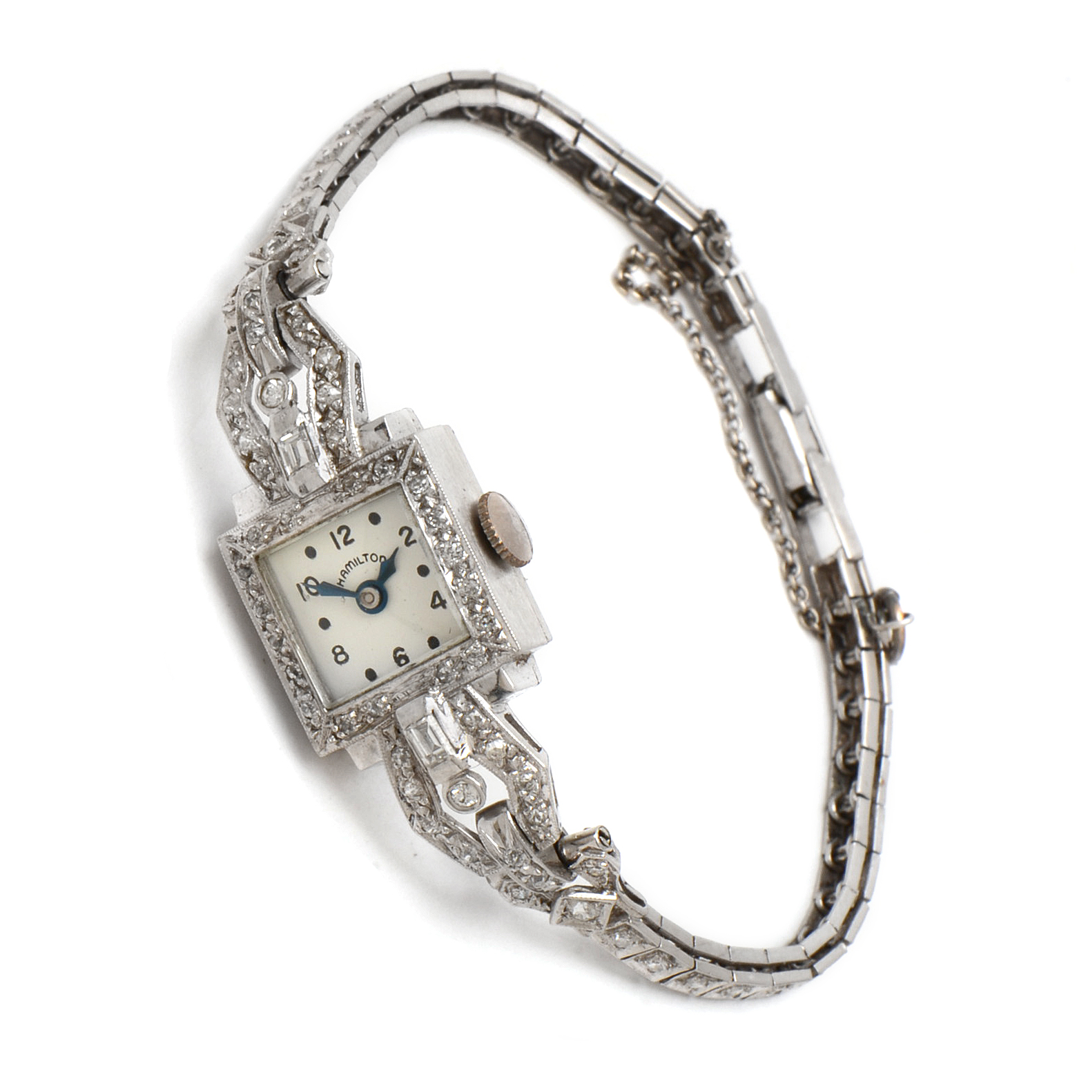 Vintage Hamilton Platinum and 1.21 CTW Diamond Watch