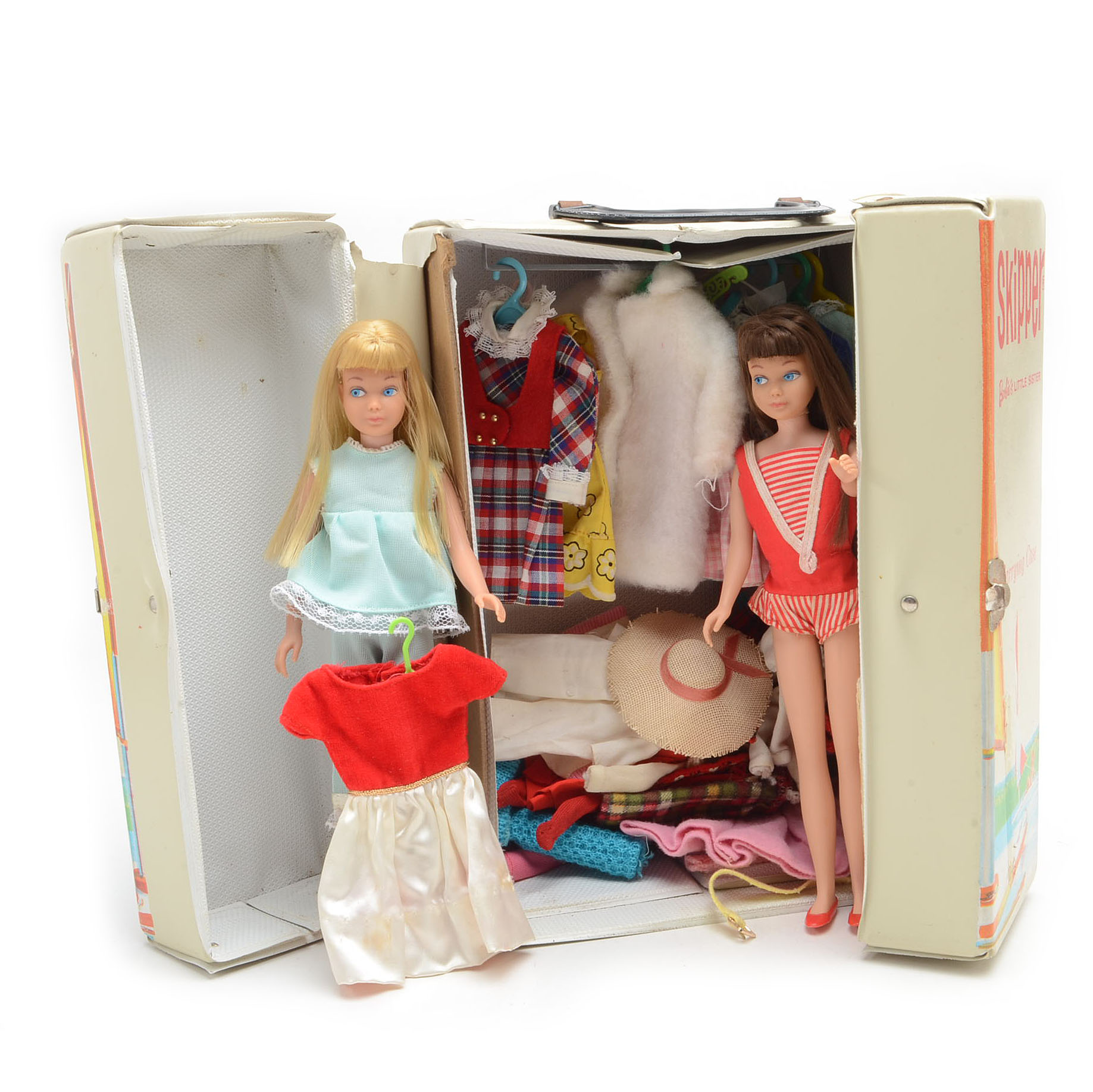 Vintage 1960s Barbie Skipper Case with Dolls