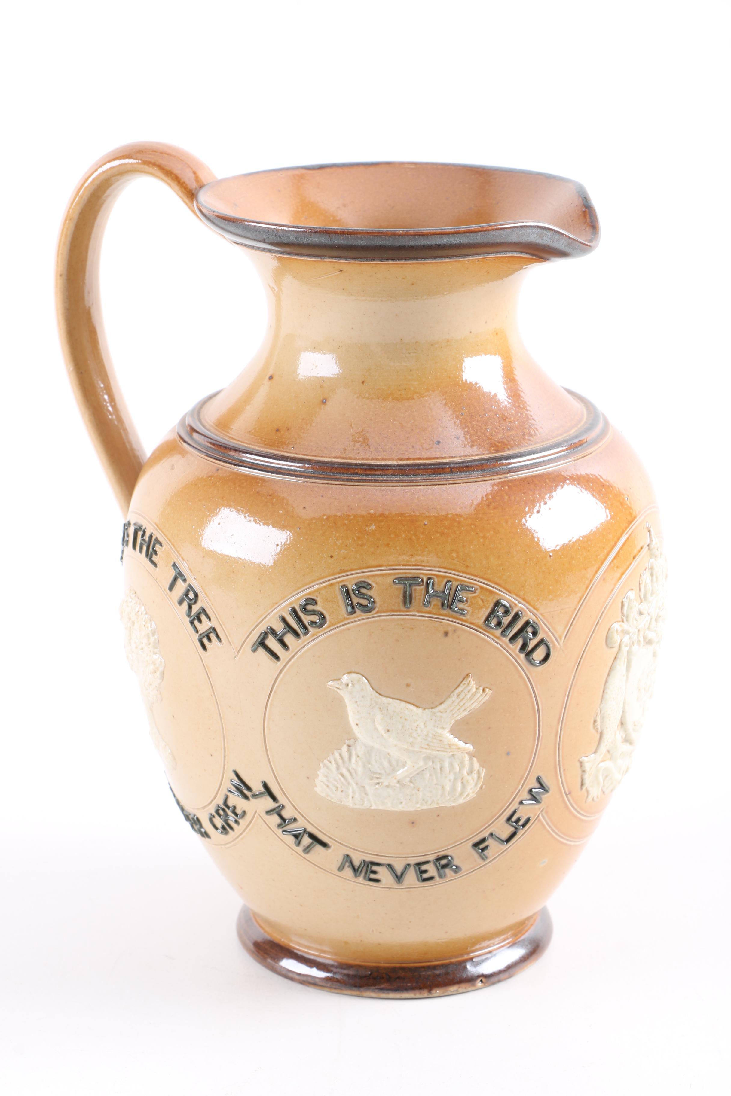 Vintage Doulton Lambeth Ale Pitcher with Motto