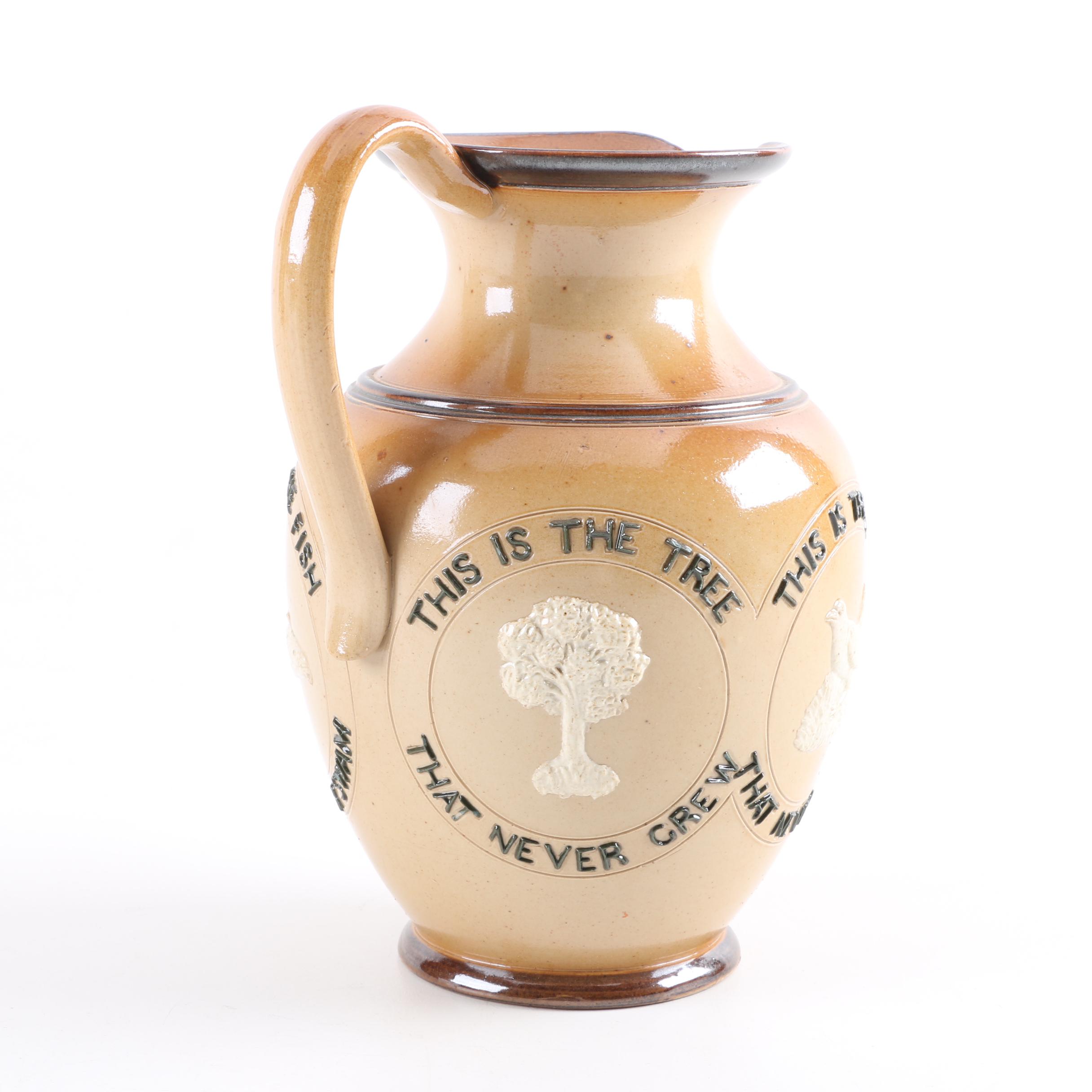 Vintage Doulton Lambeth Ale Pitcher with Motto