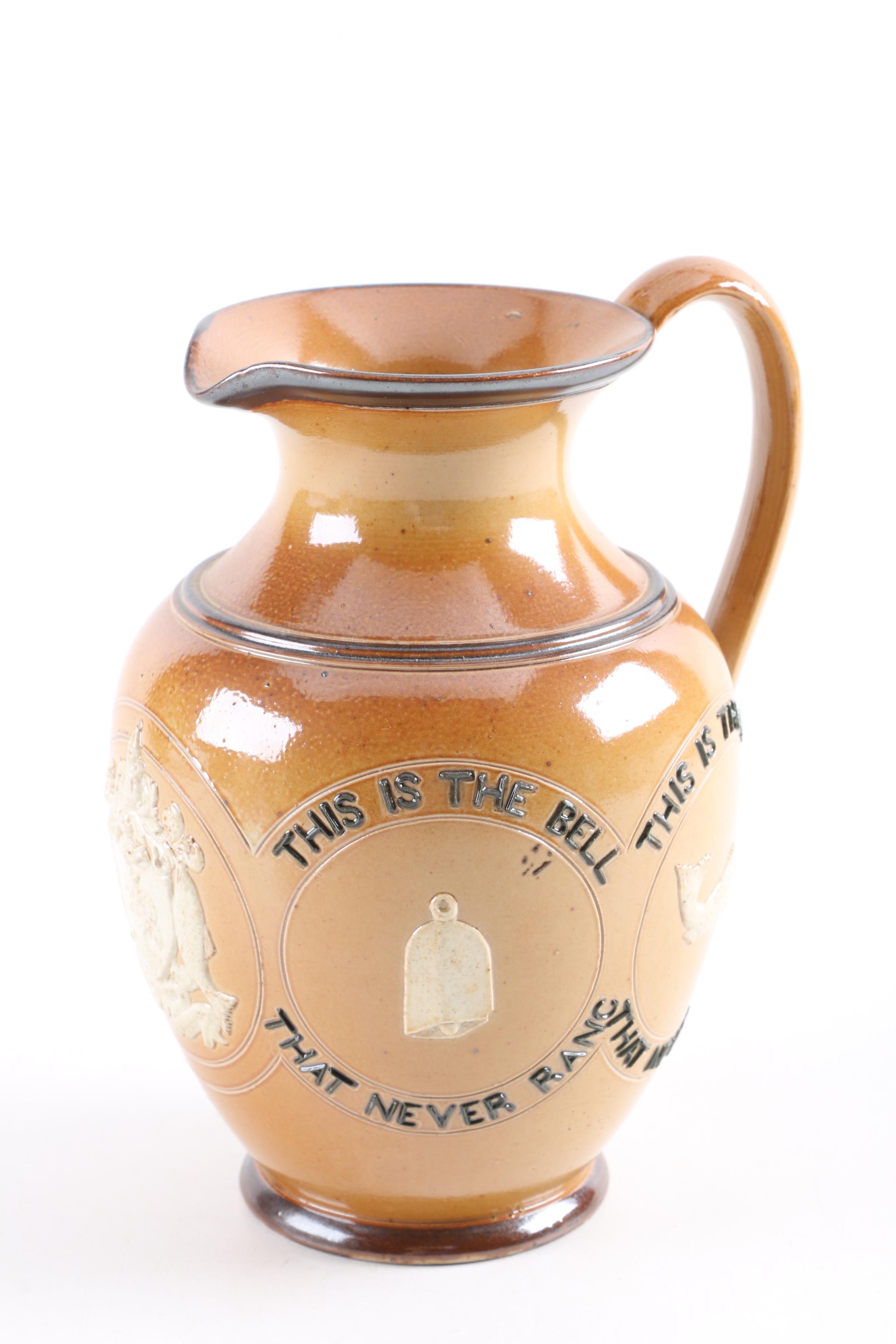 Vintage Doulton Lambeth Ale Pitcher with Motto