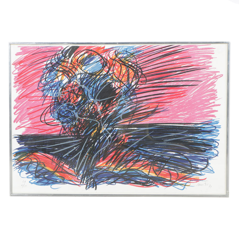 Limited Edition Lithograph on Paper of Abstract Composition