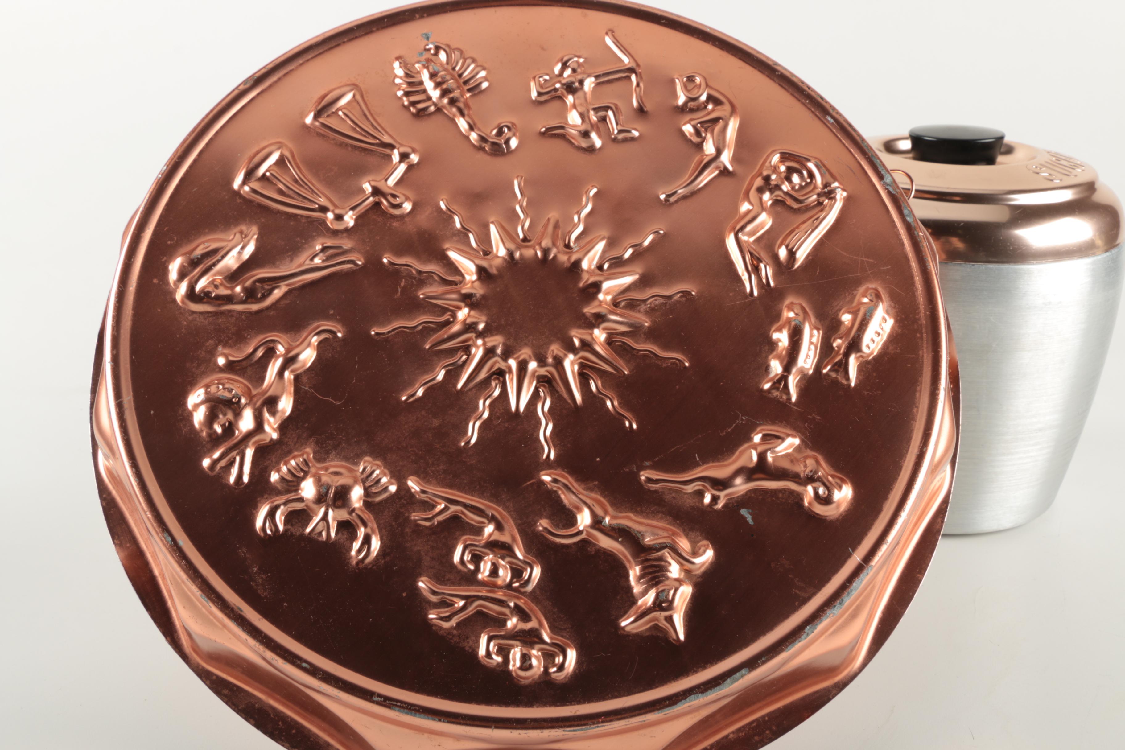 Vintage Copper Astrology Mold and Kitchen Canisters