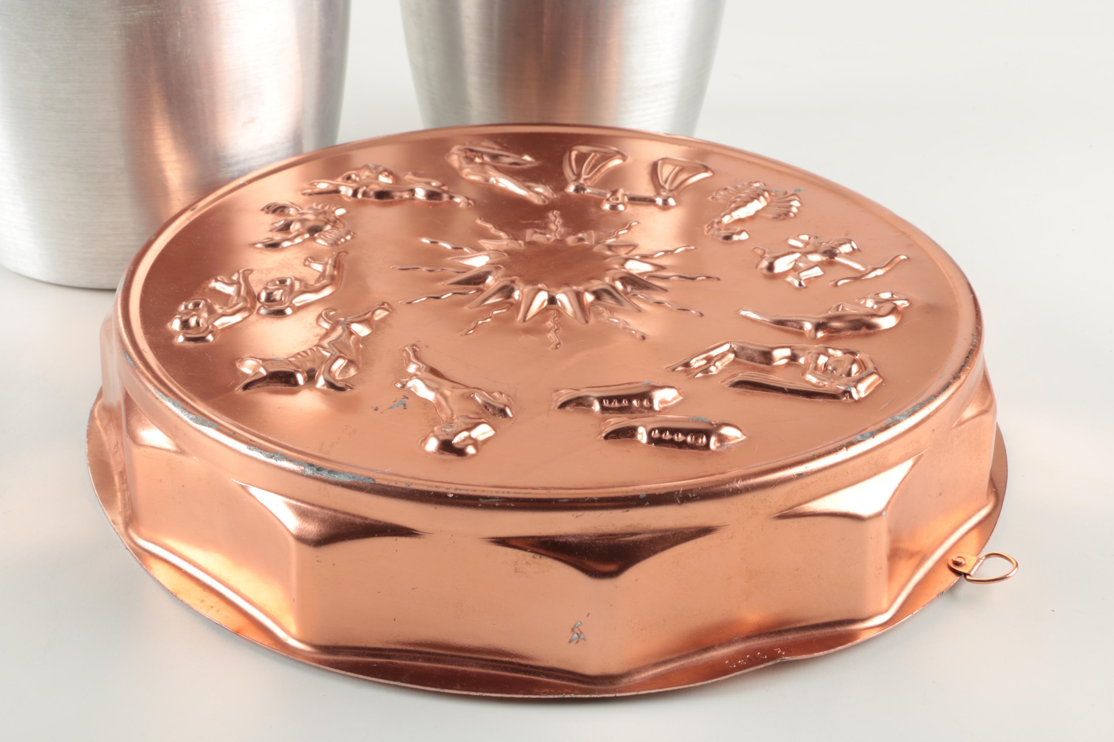 Vintage Copper Astrology Mold and Kitchen Canisters
