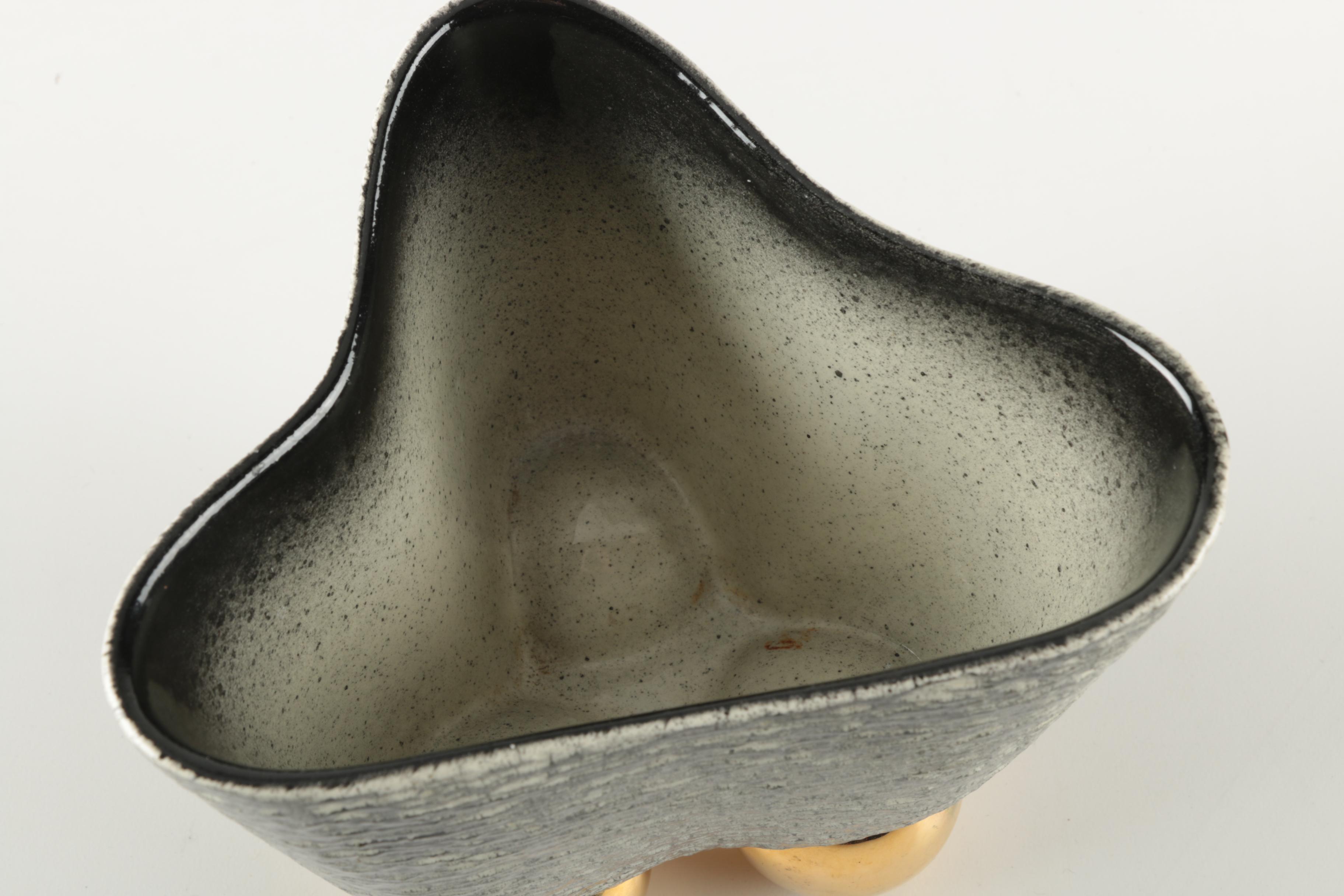 Vintage Ceramic Planter with Gold Feet