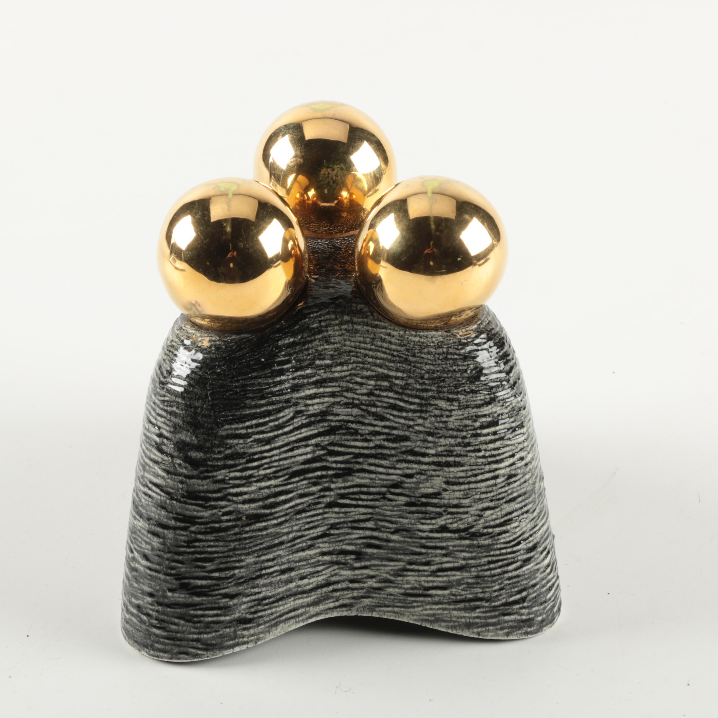 Vintage Ceramic Planter with Gold Feet