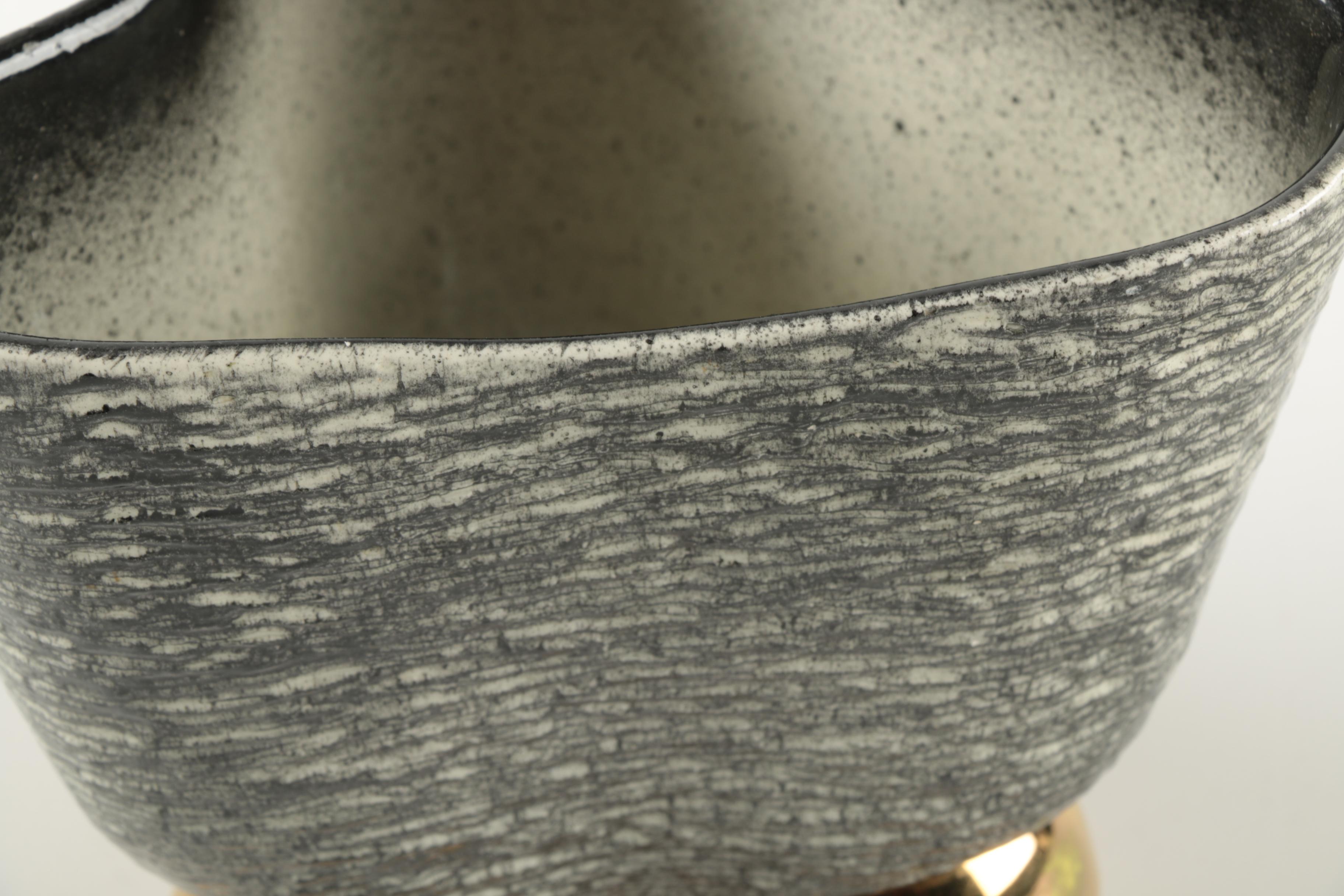 Vintage Ceramic Planter with Gold Feet