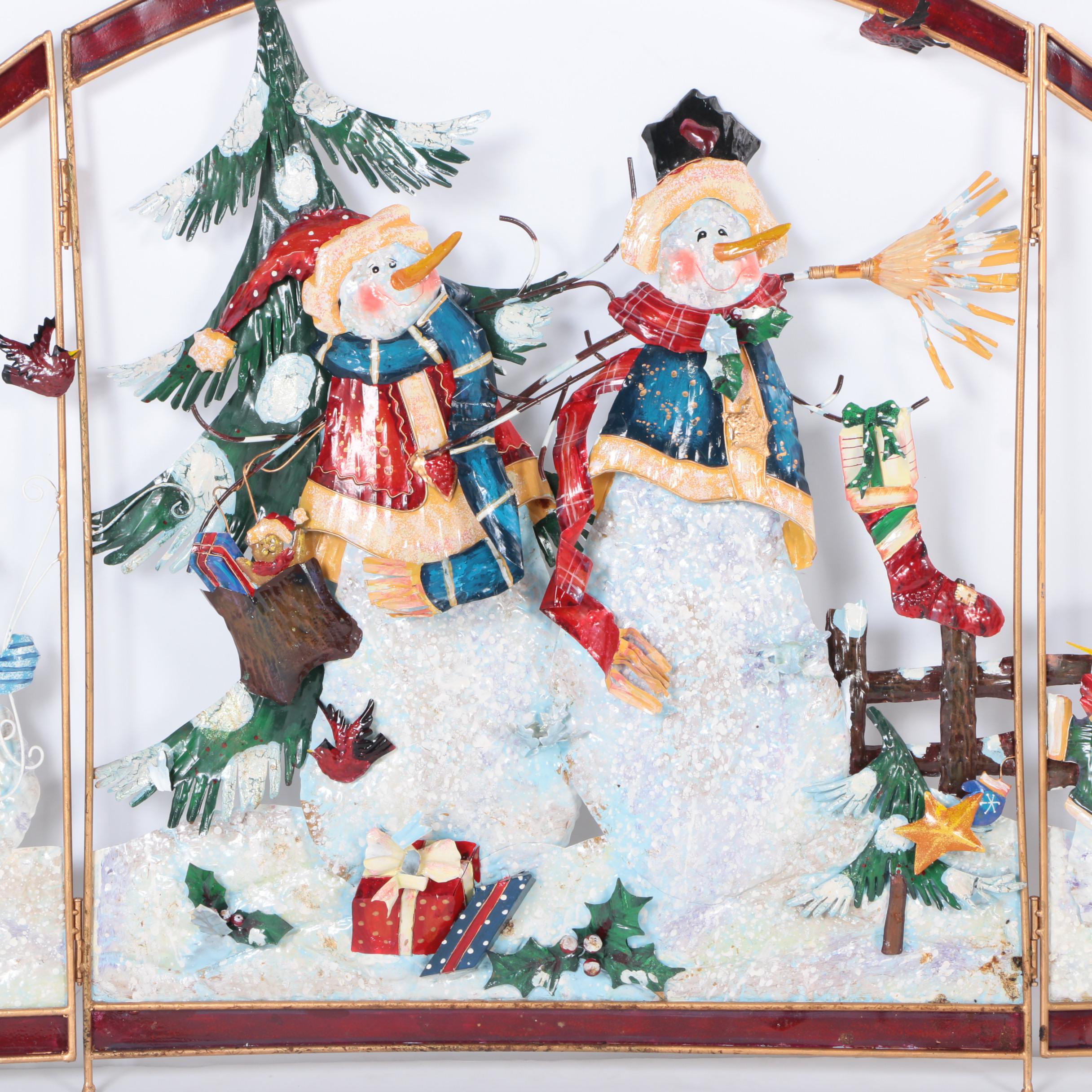 Snowman Themed Fireplace Screen