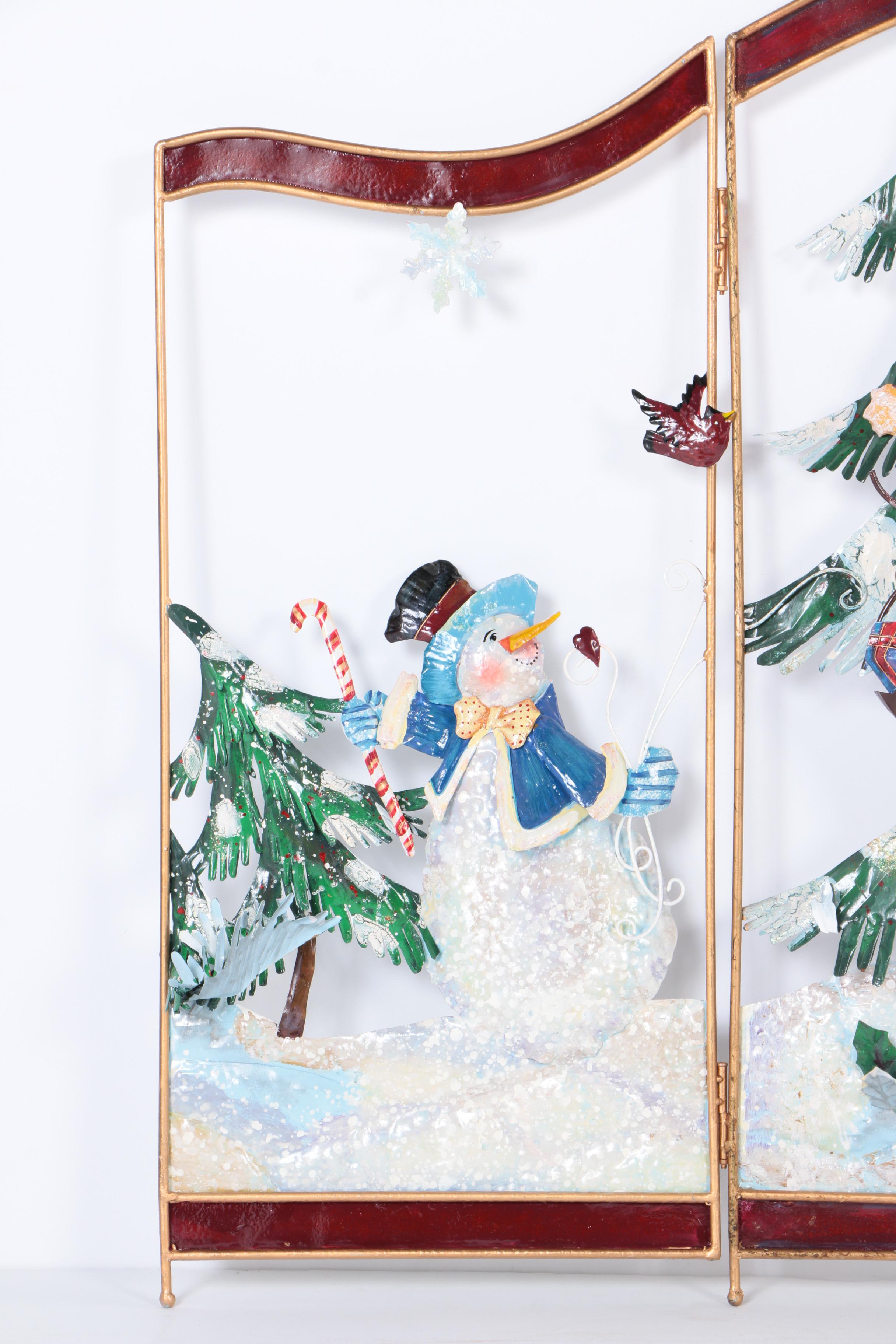 Snowman Themed Fireplace Screen