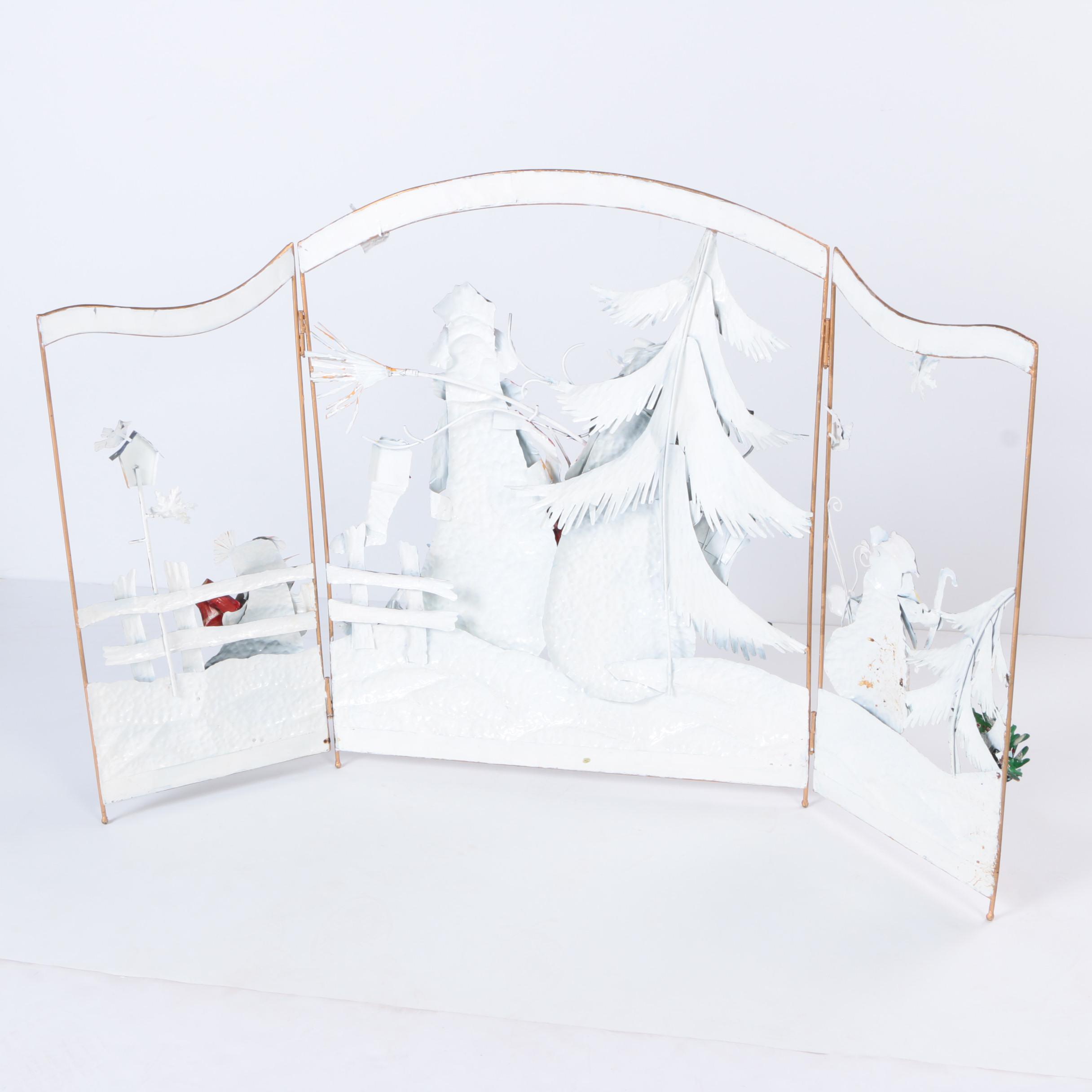 Snowman Themed Fireplace Screen