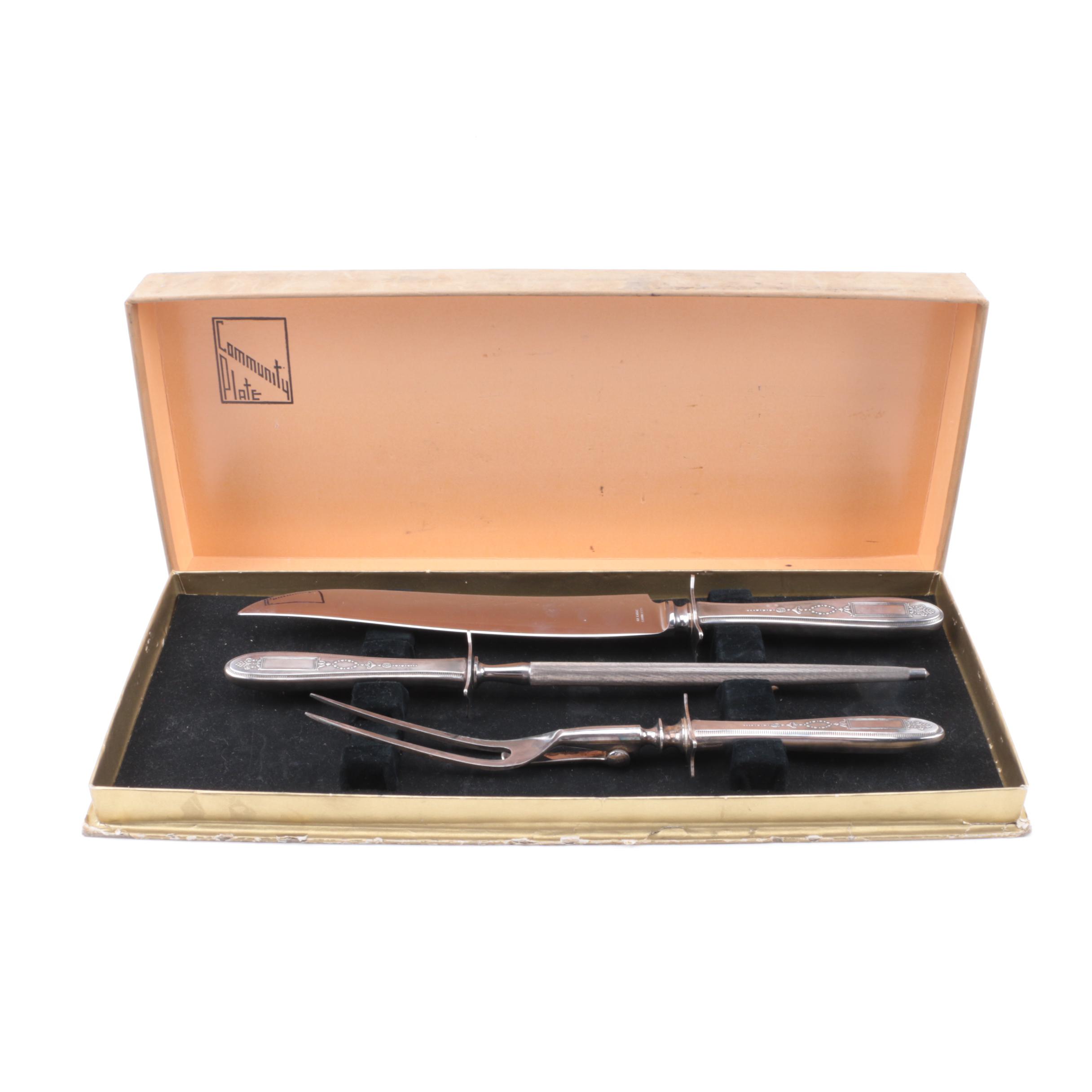 Oneida Community "Grosvenor" Silver Plate Carving Set