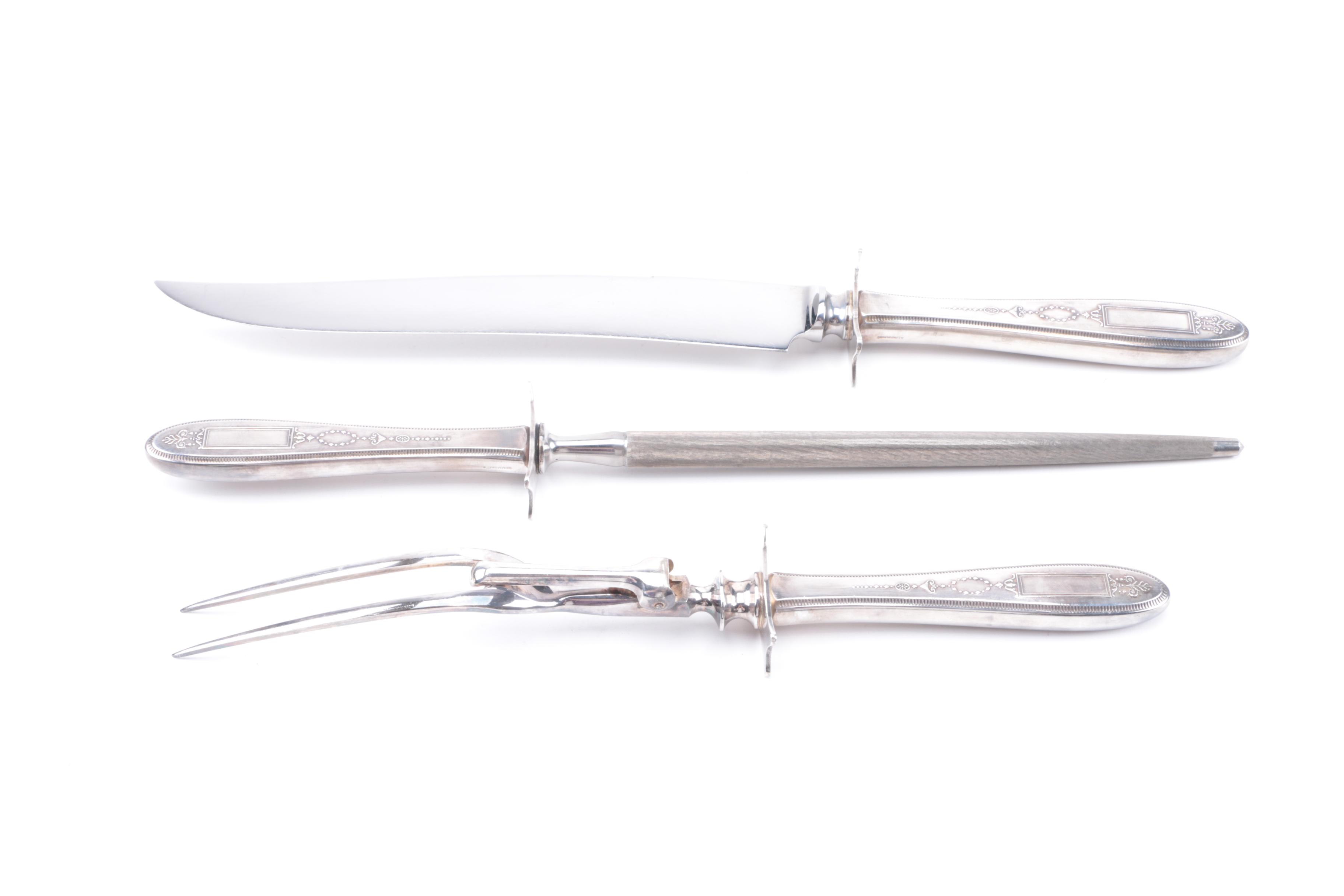 Oneida Community "Grosvenor" Silver Plate Carving Set