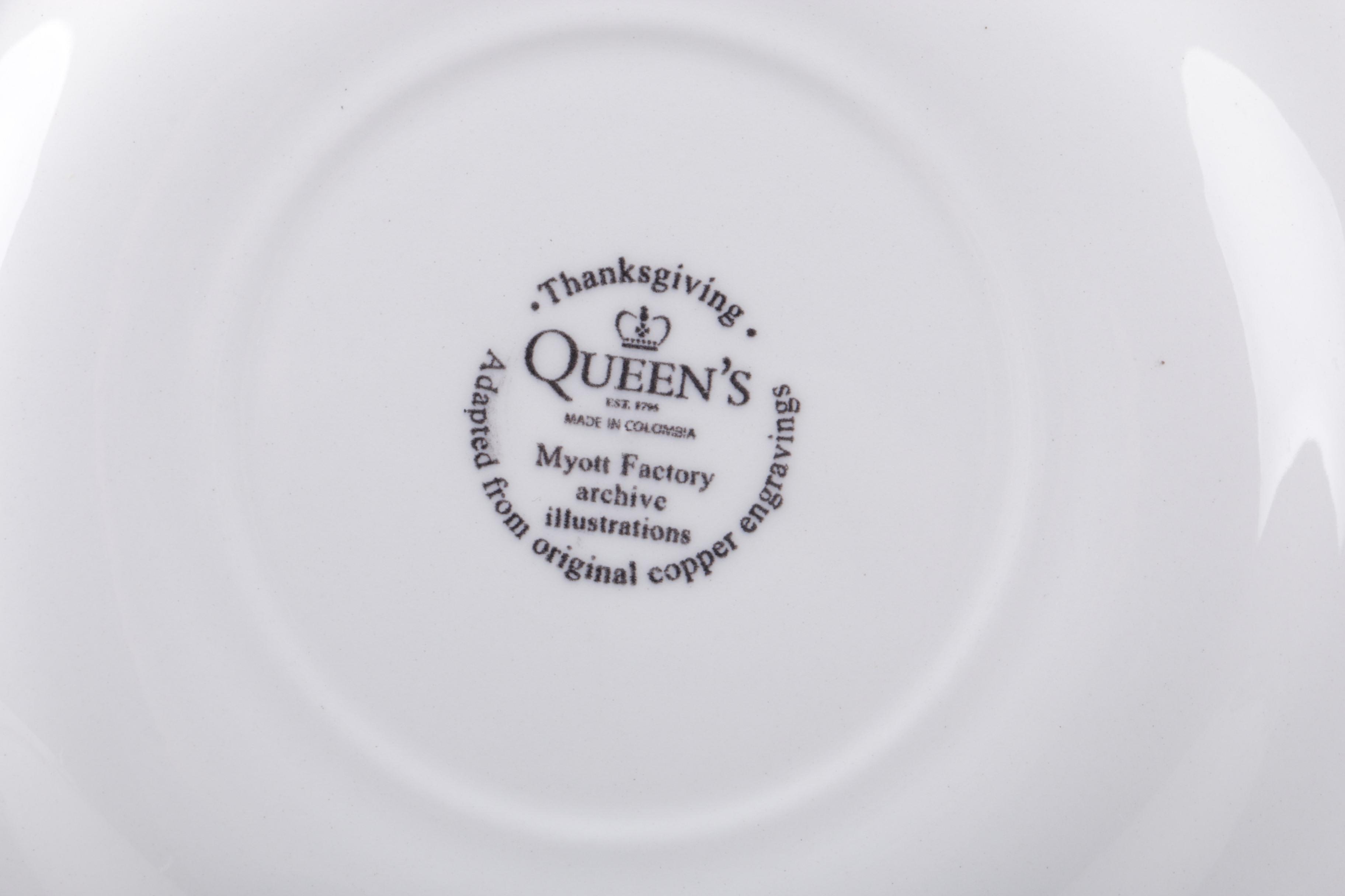 Queen's "Thanksgiving" Myott Factory Plates