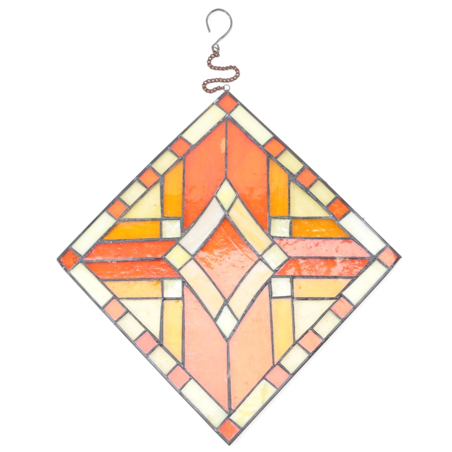 Hanging Stained Glass Panel in Warm Colors