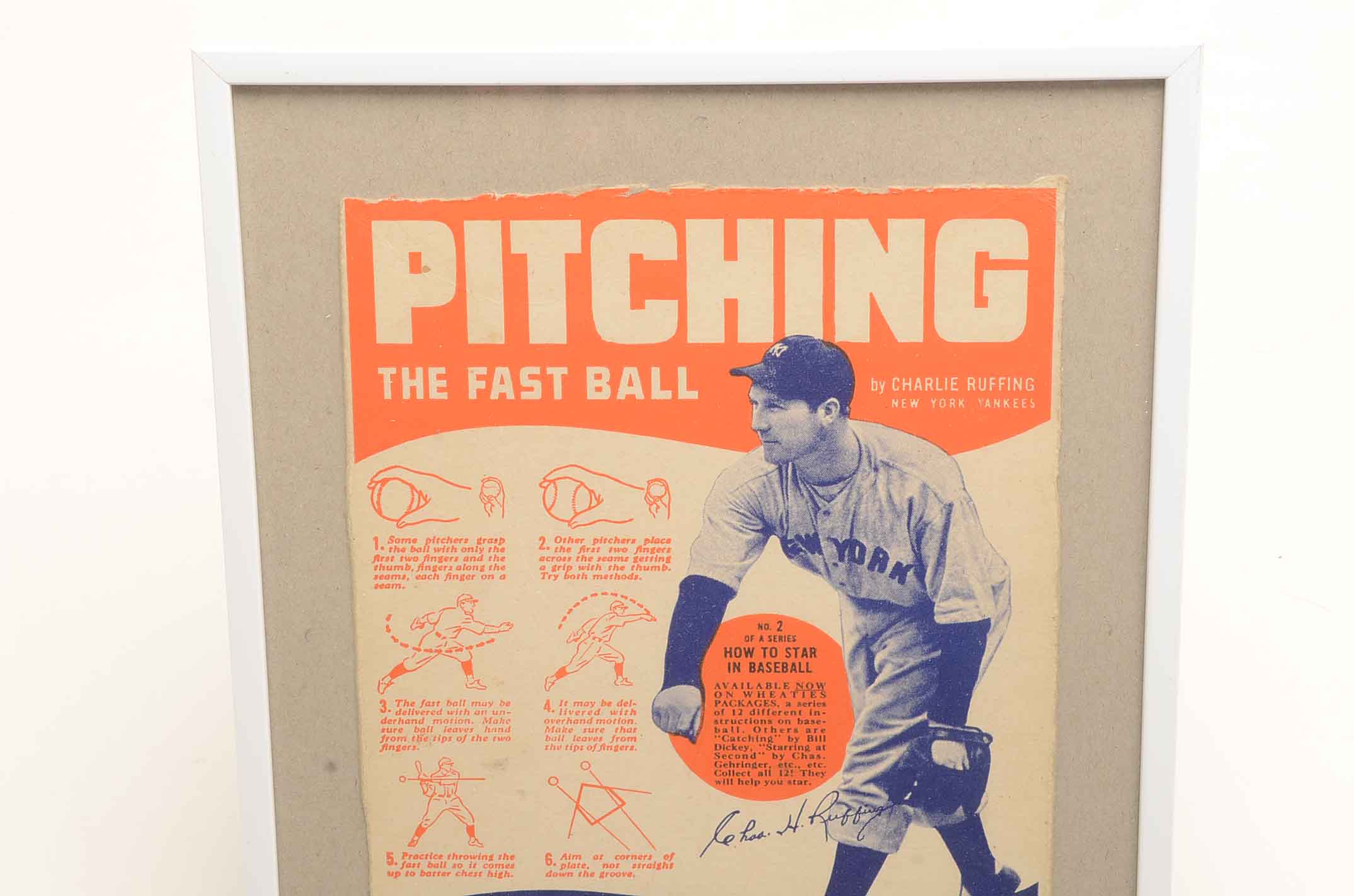 1930s Charles "Red Ruffing" Giants Framed Wheaties Panel