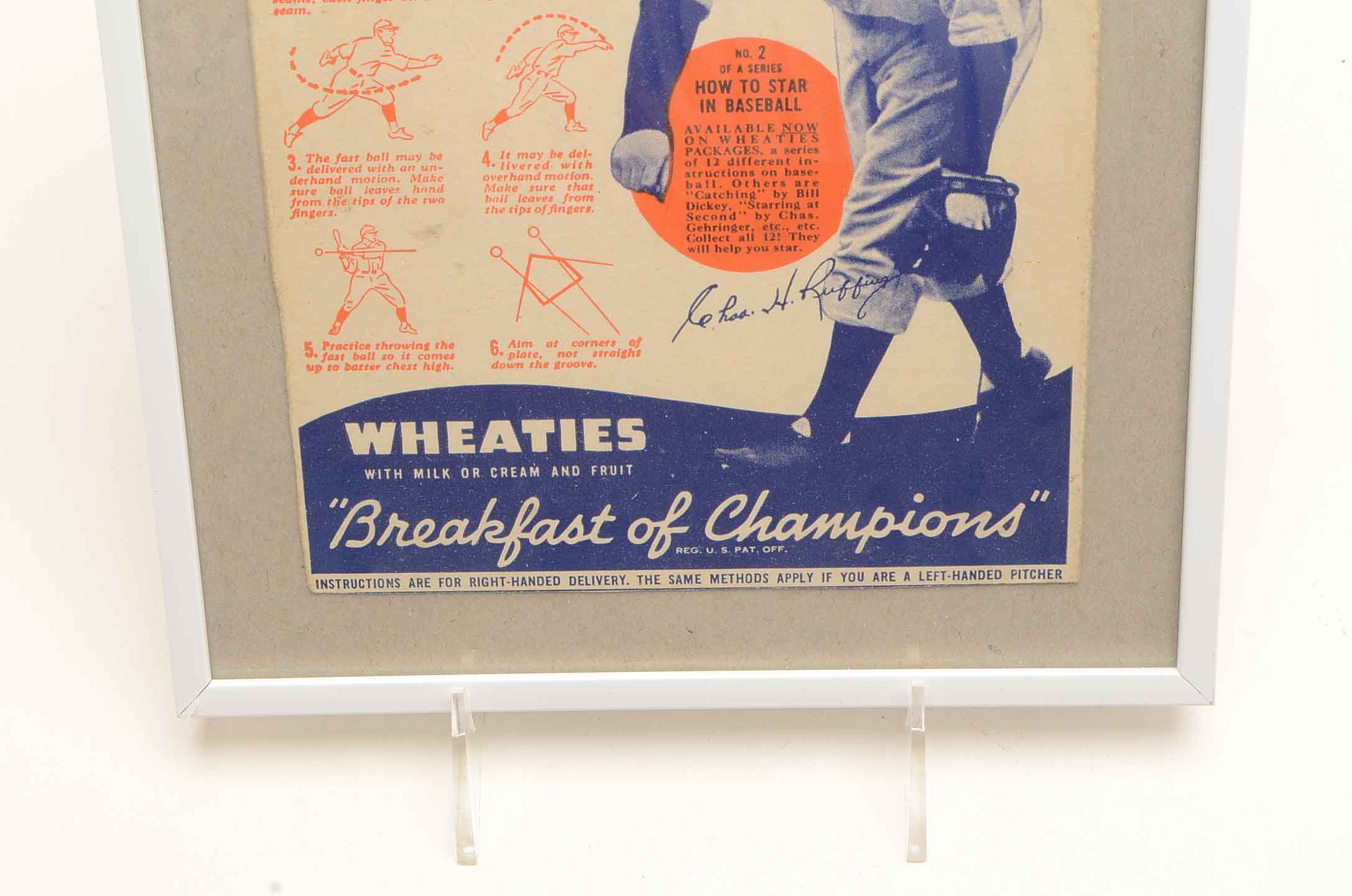 1930s Charles "Red Ruffing" Giants Framed Wheaties Panel