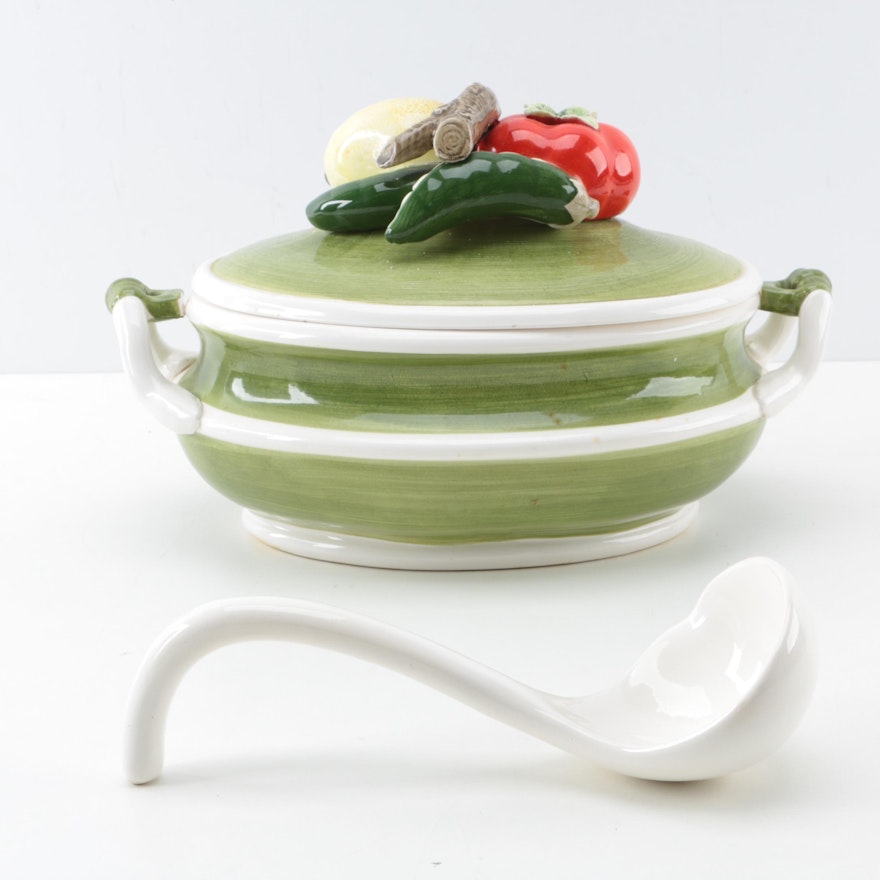 Ceramic Soup Tureen with Ladle