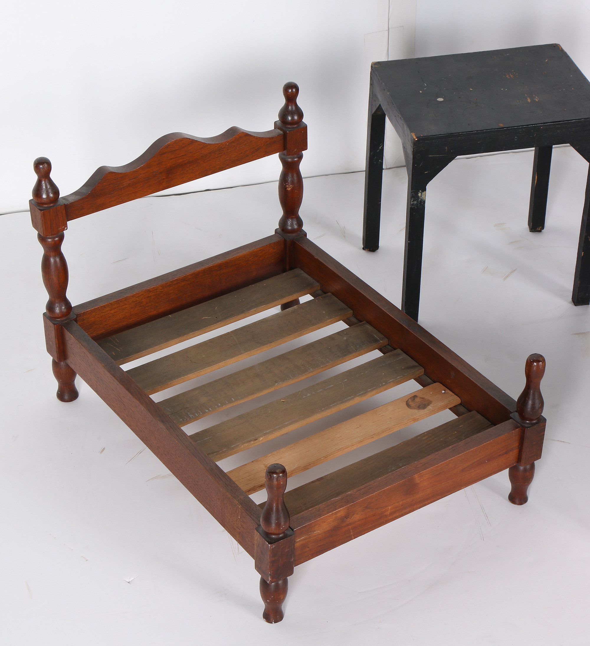 Miniature Furniture Including Mahogany Bed Frame