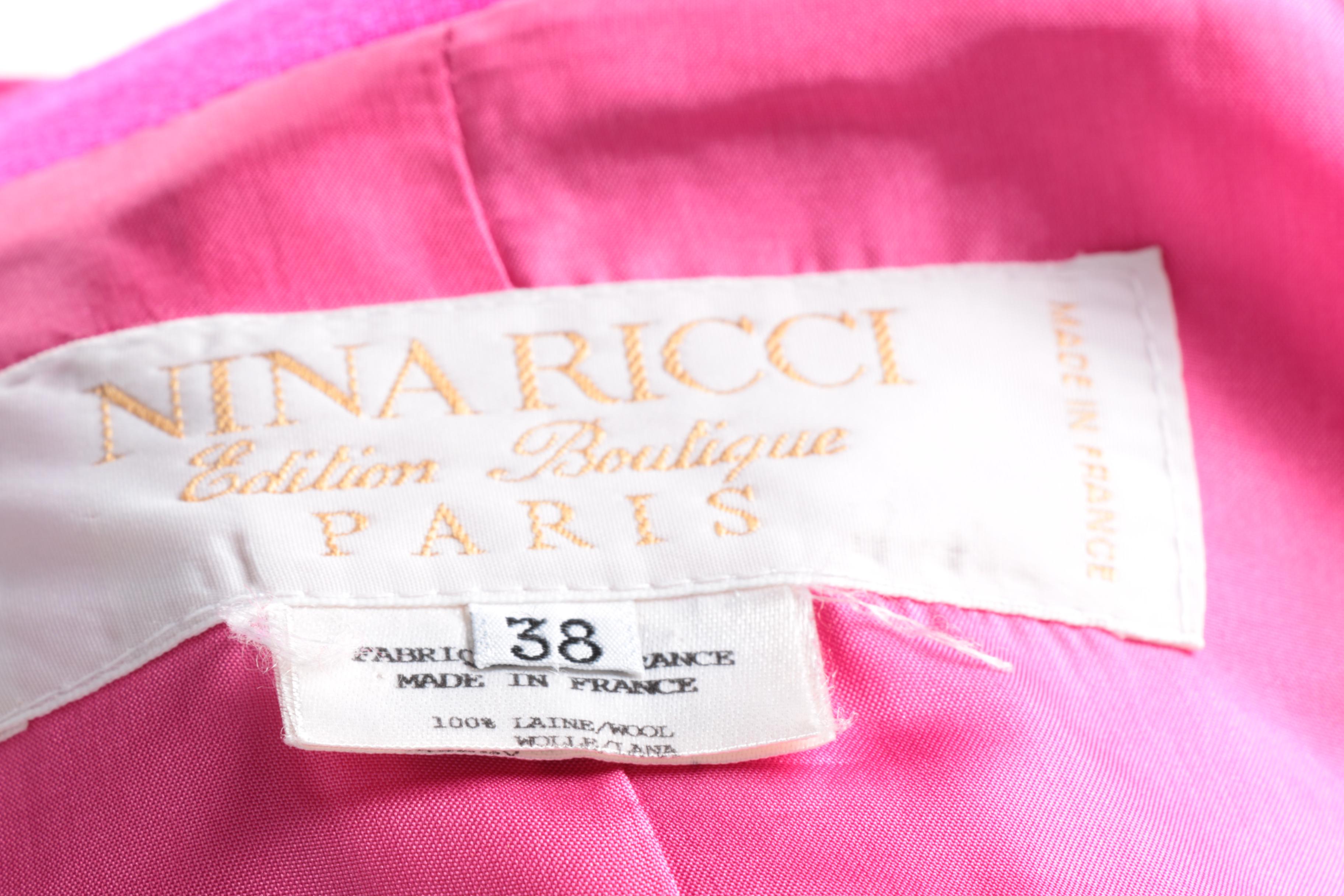 Nina Ricci Boutique Vibrant Pink Wool Suit