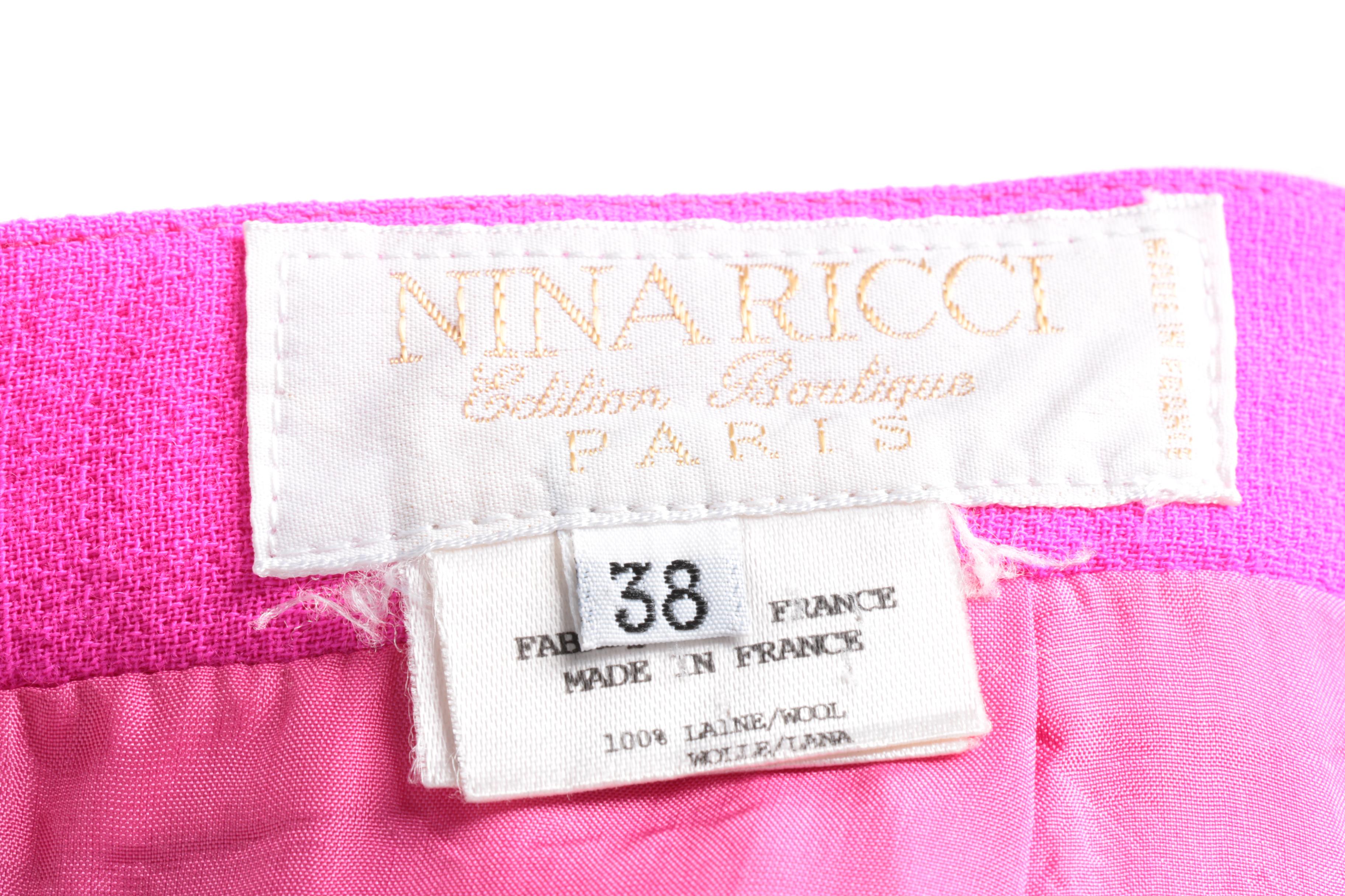 Nina Ricci Boutique Vibrant Pink Wool Suit