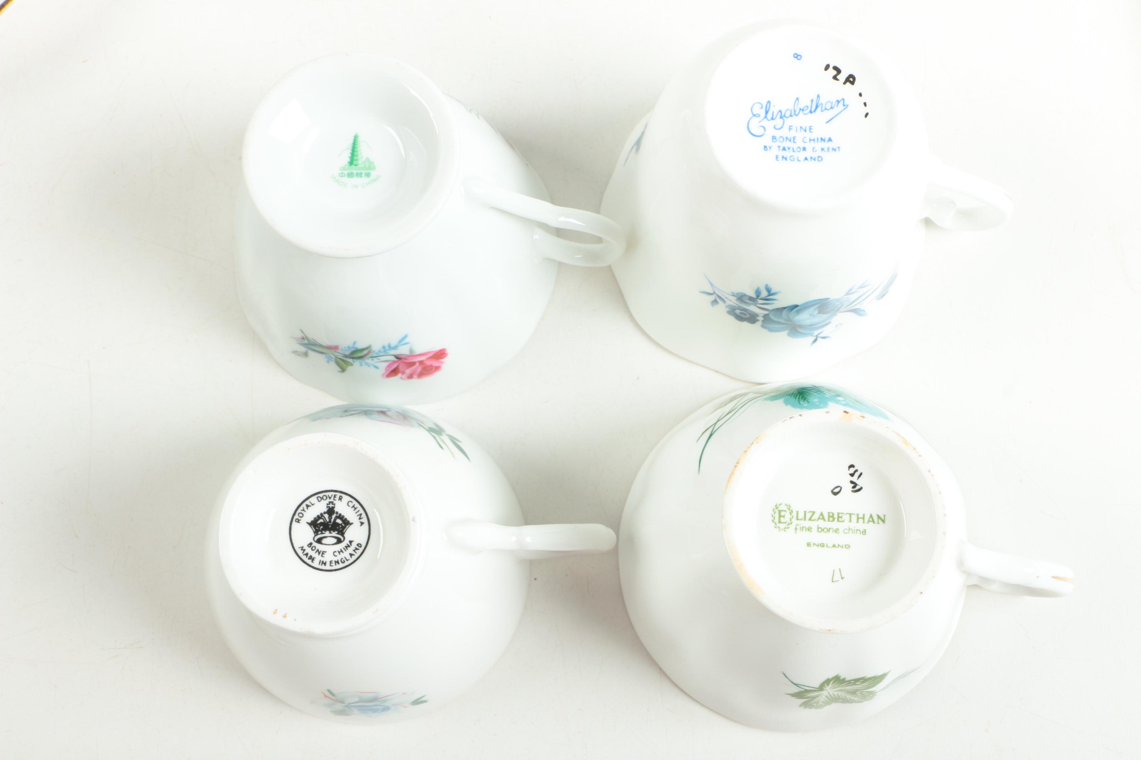 Selection of China Tea Cups and Saucers including Royal Dover