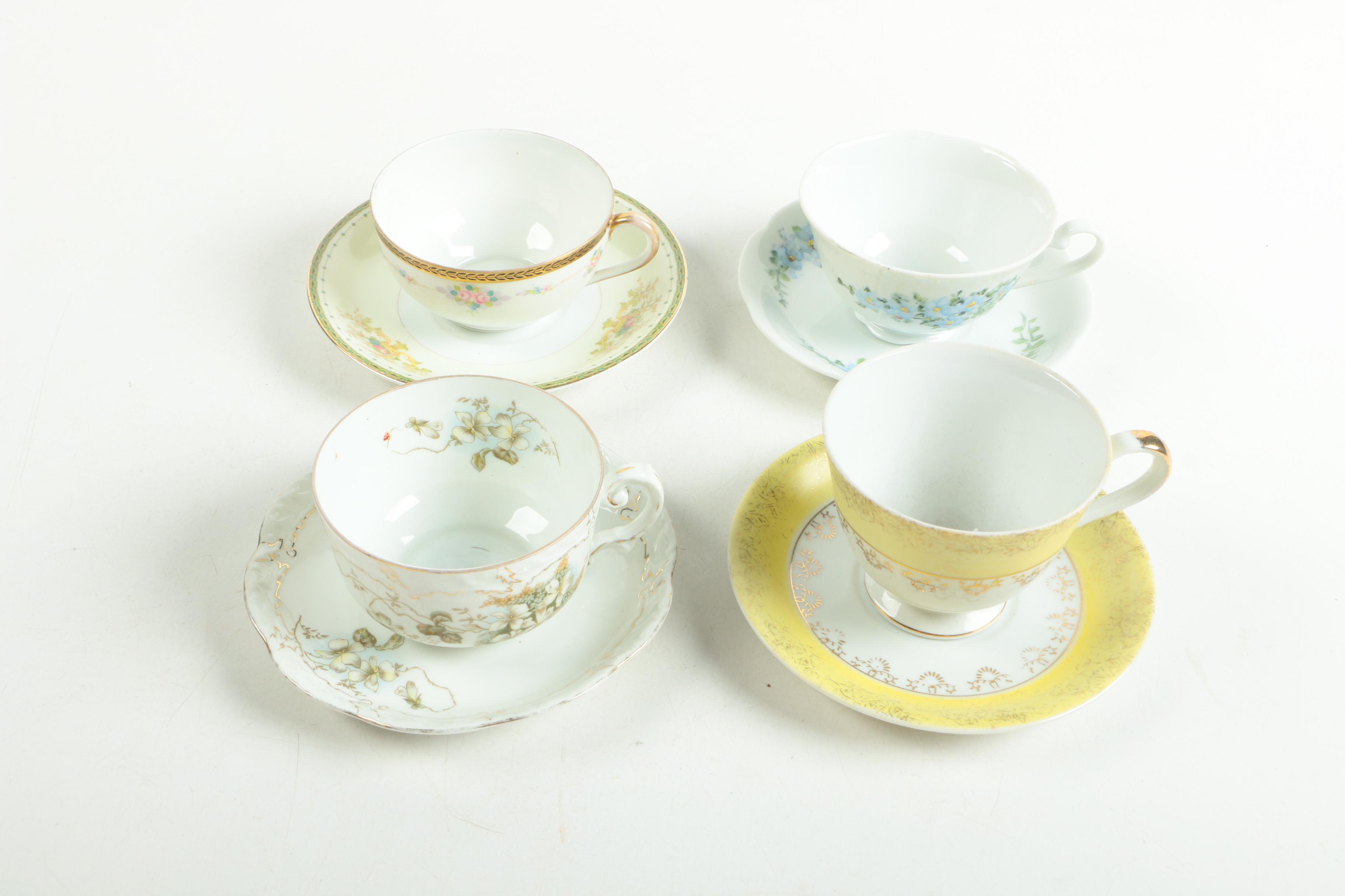 Selection of China Tea Cups and Saucers including Royal Dover