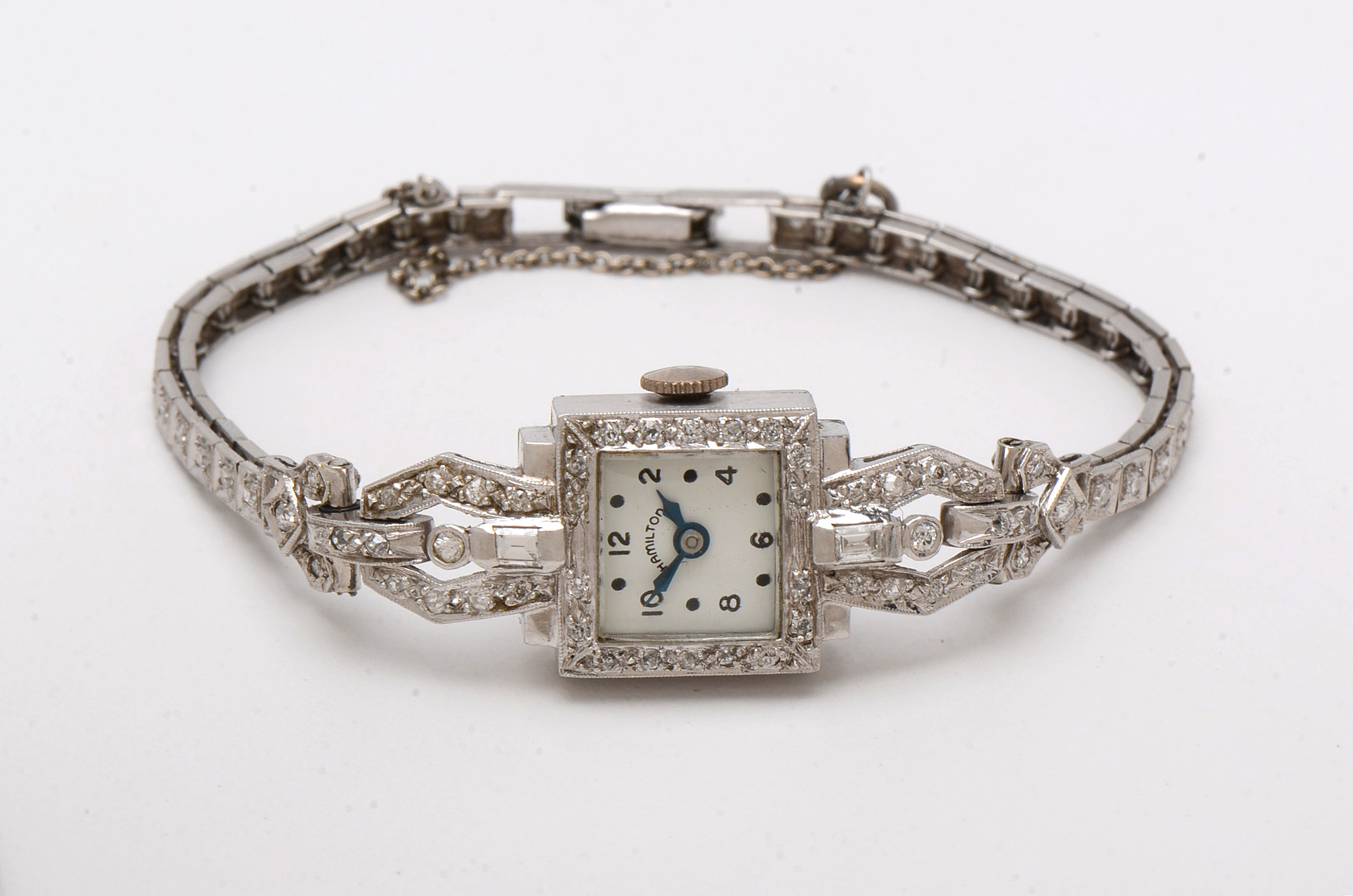 Vintage Hamilton Platinum and 1.21 CTW Diamond Watch