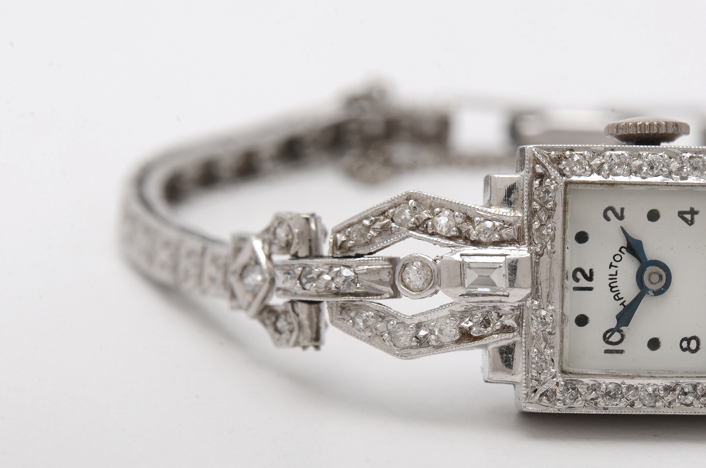 Vintage Hamilton Platinum and 1.21 CTW Diamond Watch