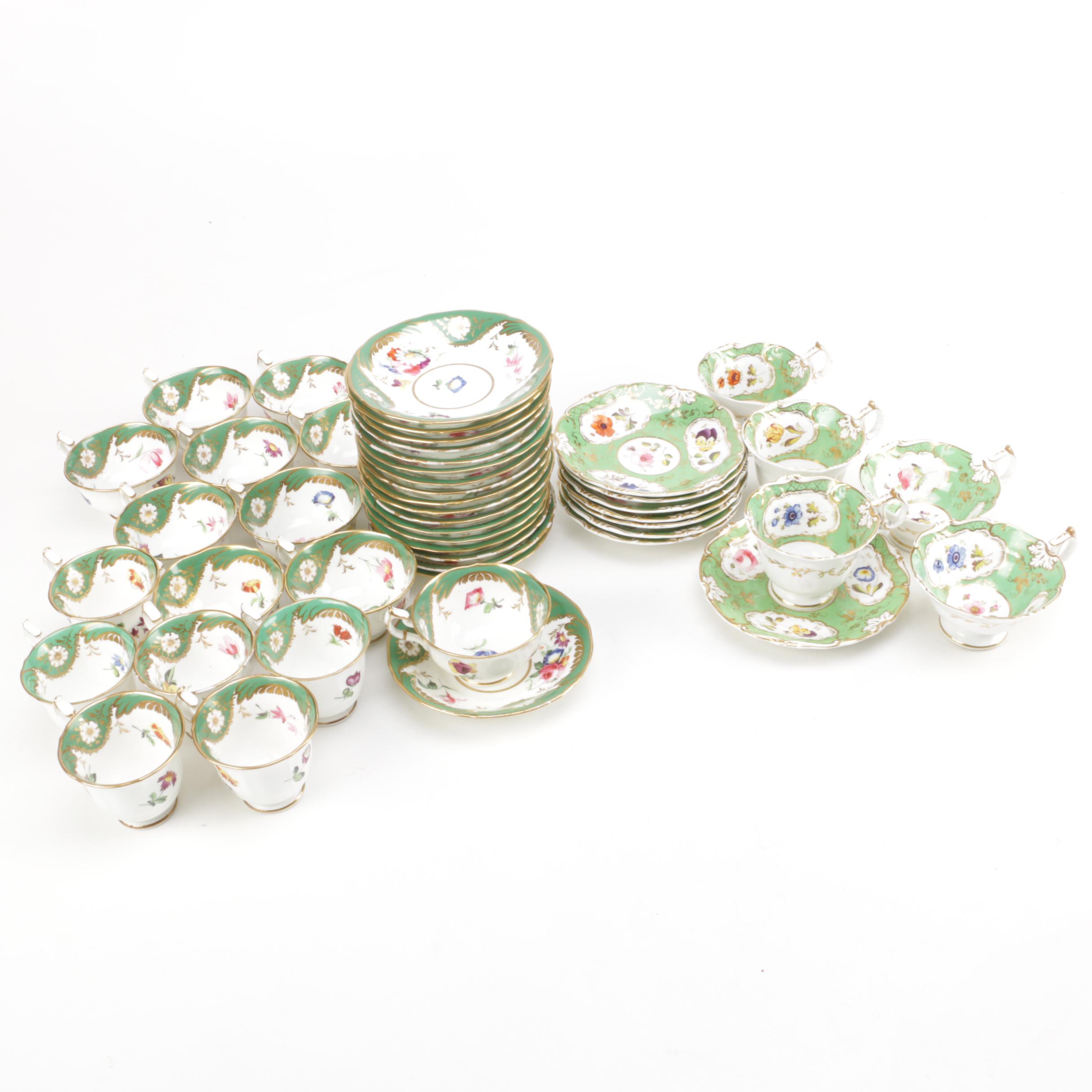 Antique English Porcelain Teacups and Saucers