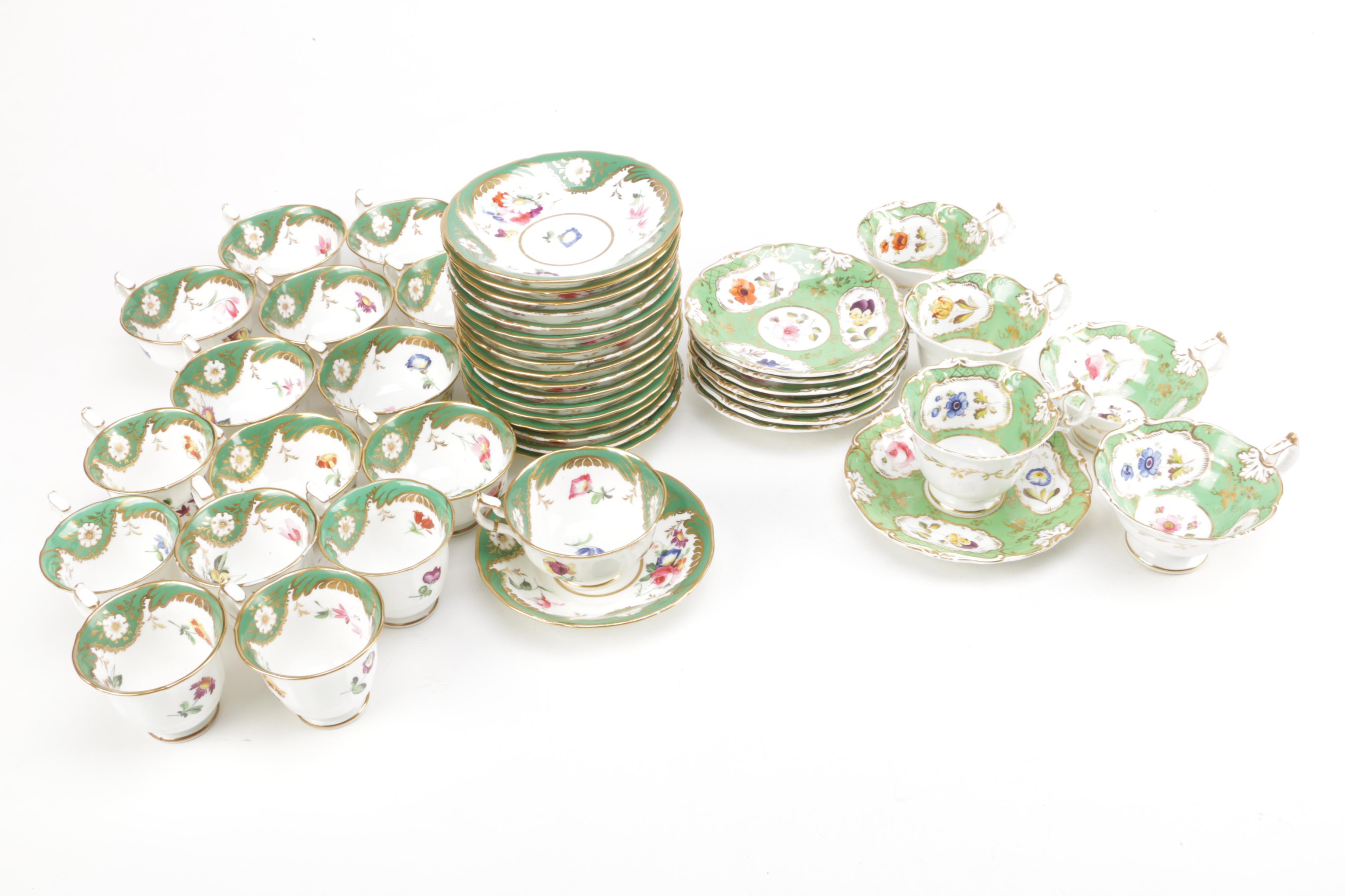 Antique English Porcelain Teacups and Saucers