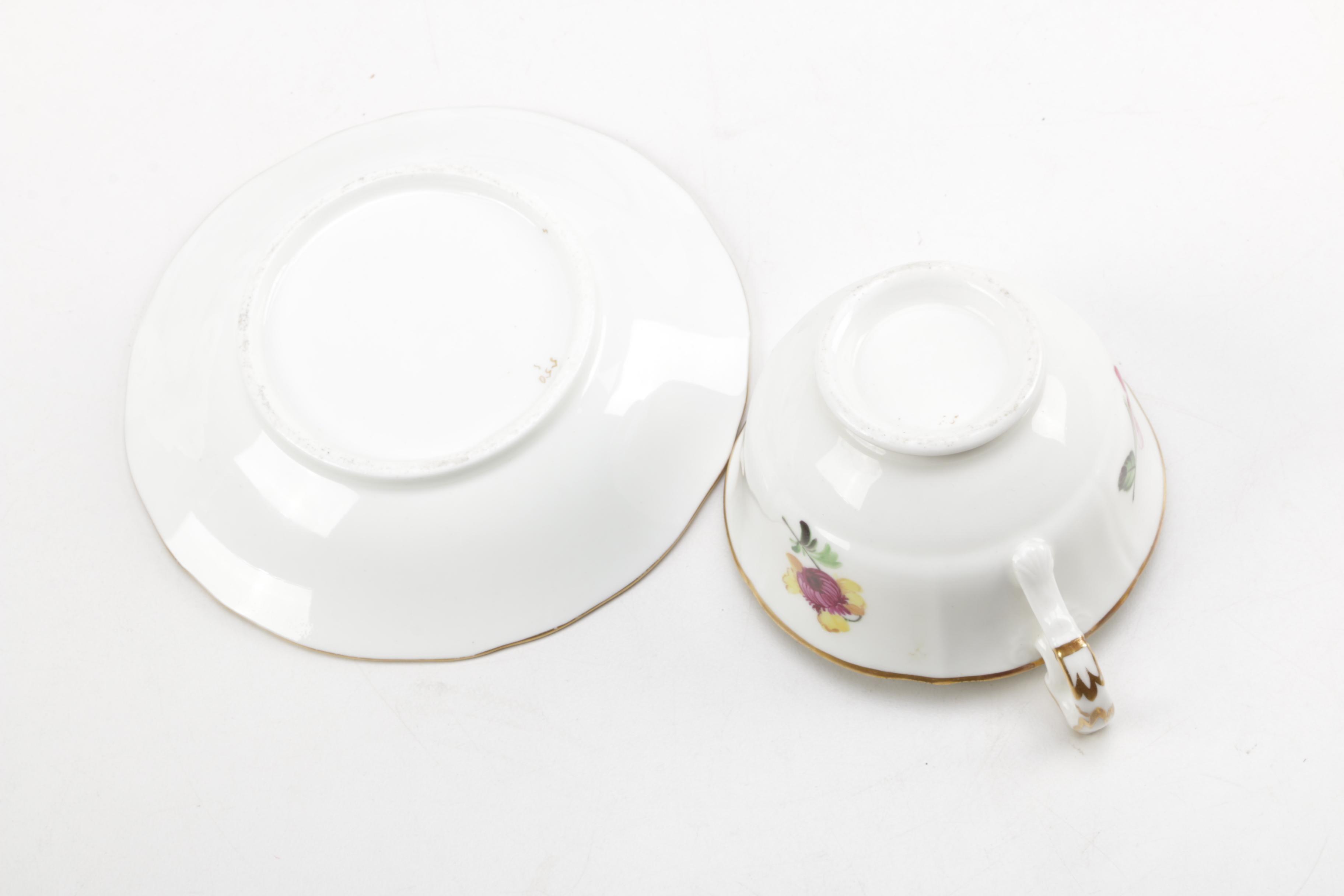 Antique English Porcelain Teacups and Saucers