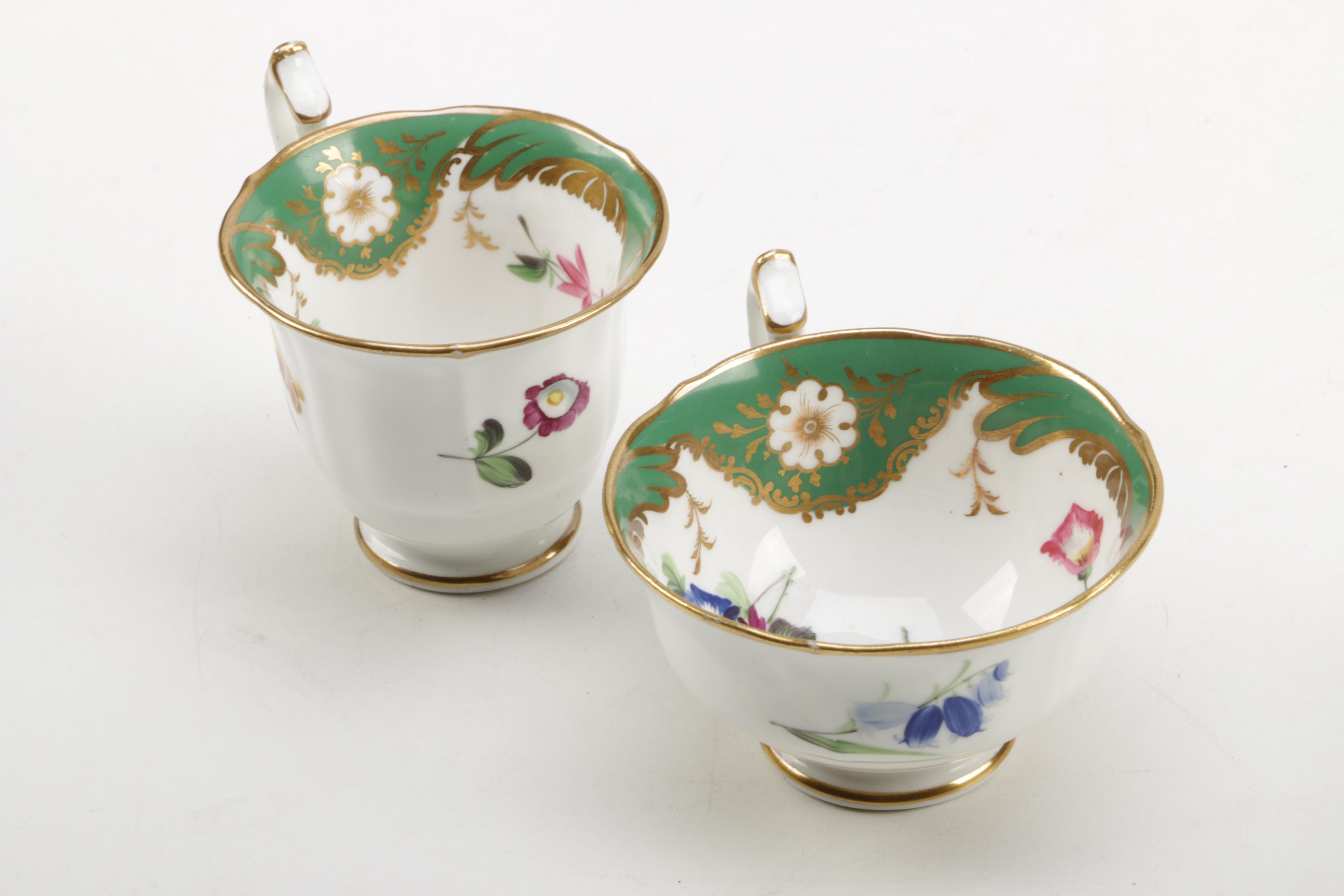 Antique English Porcelain Teacups and Saucers