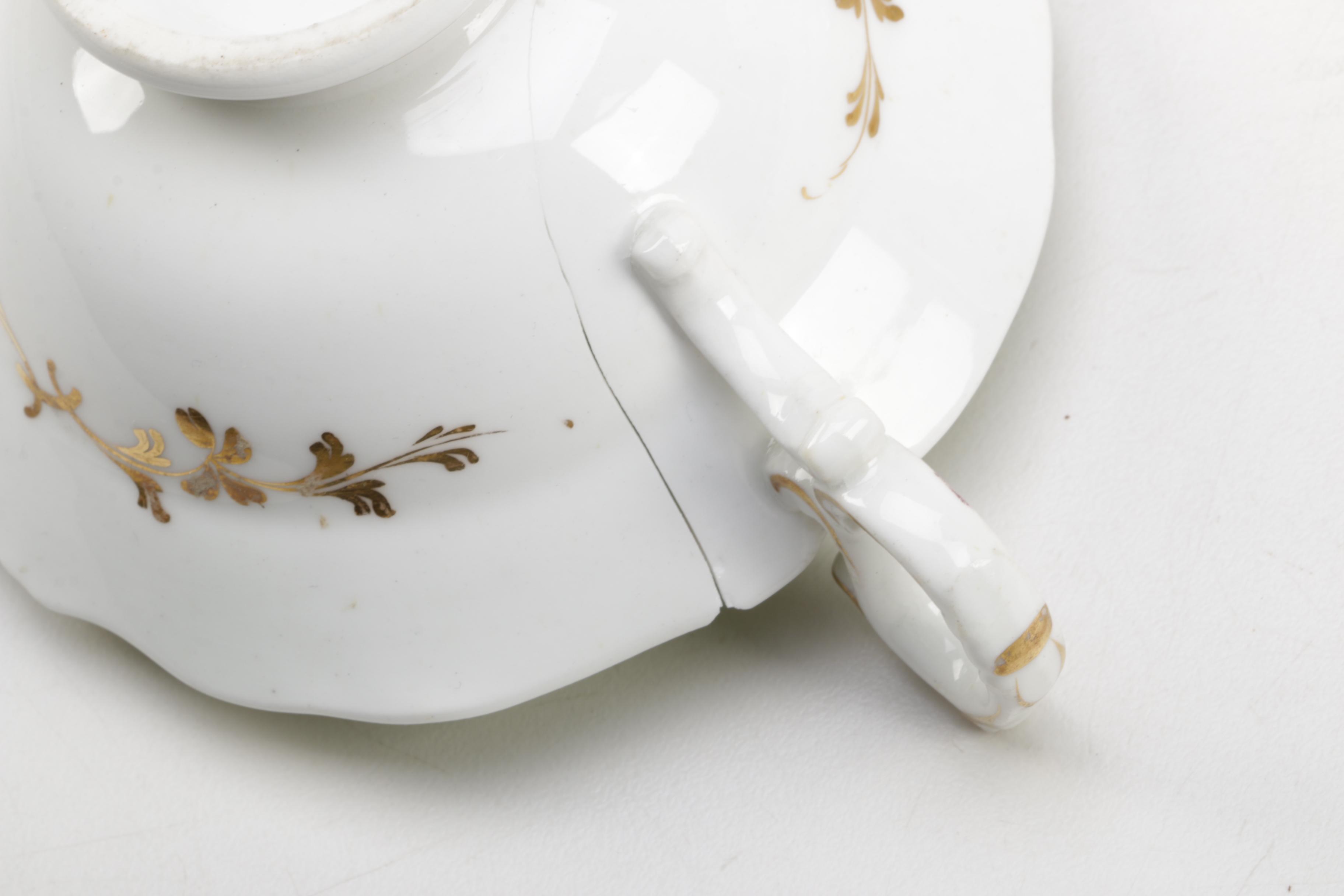 Antique English Porcelain Teacups and Saucers