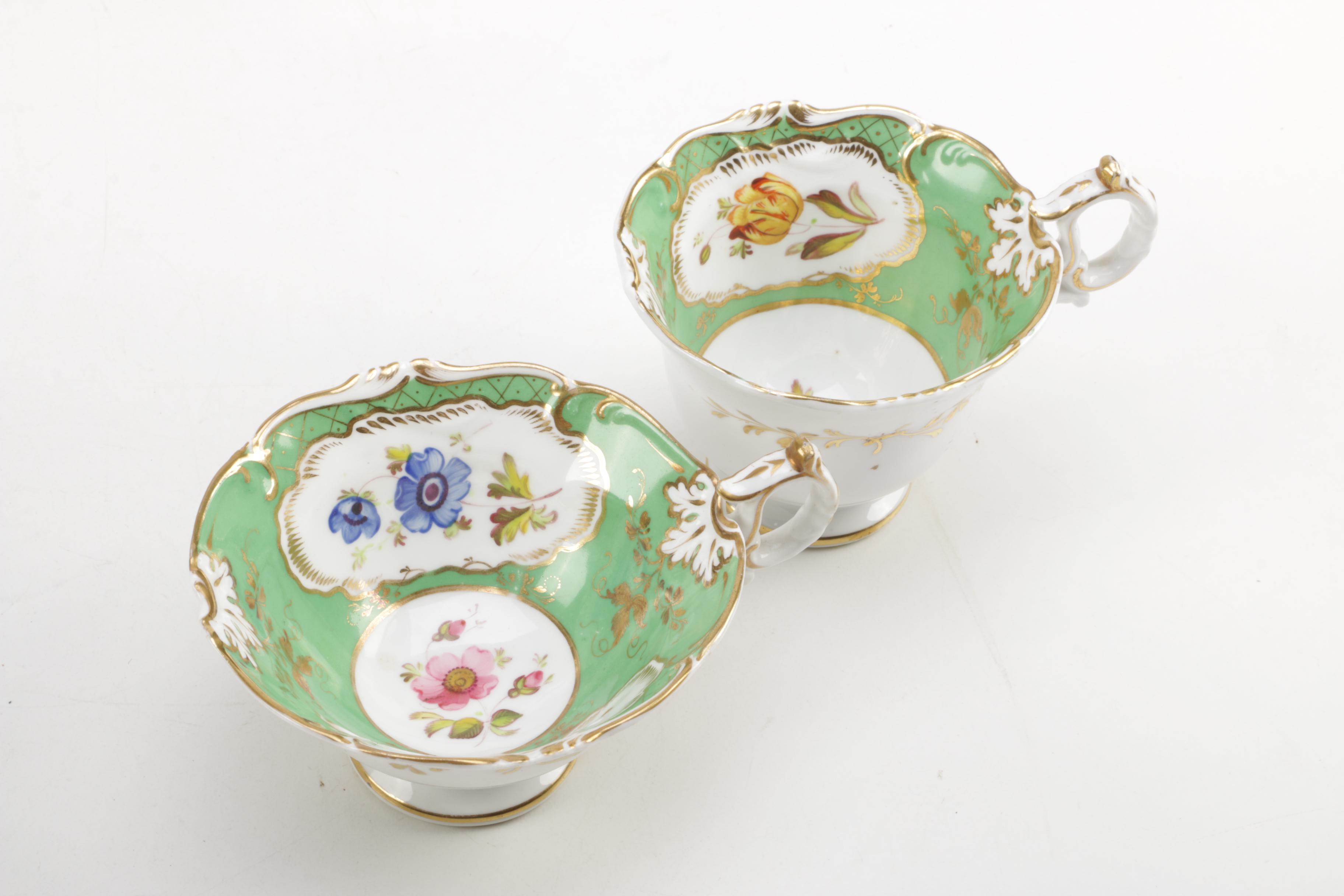 Antique English Porcelain Teacups and Saucers