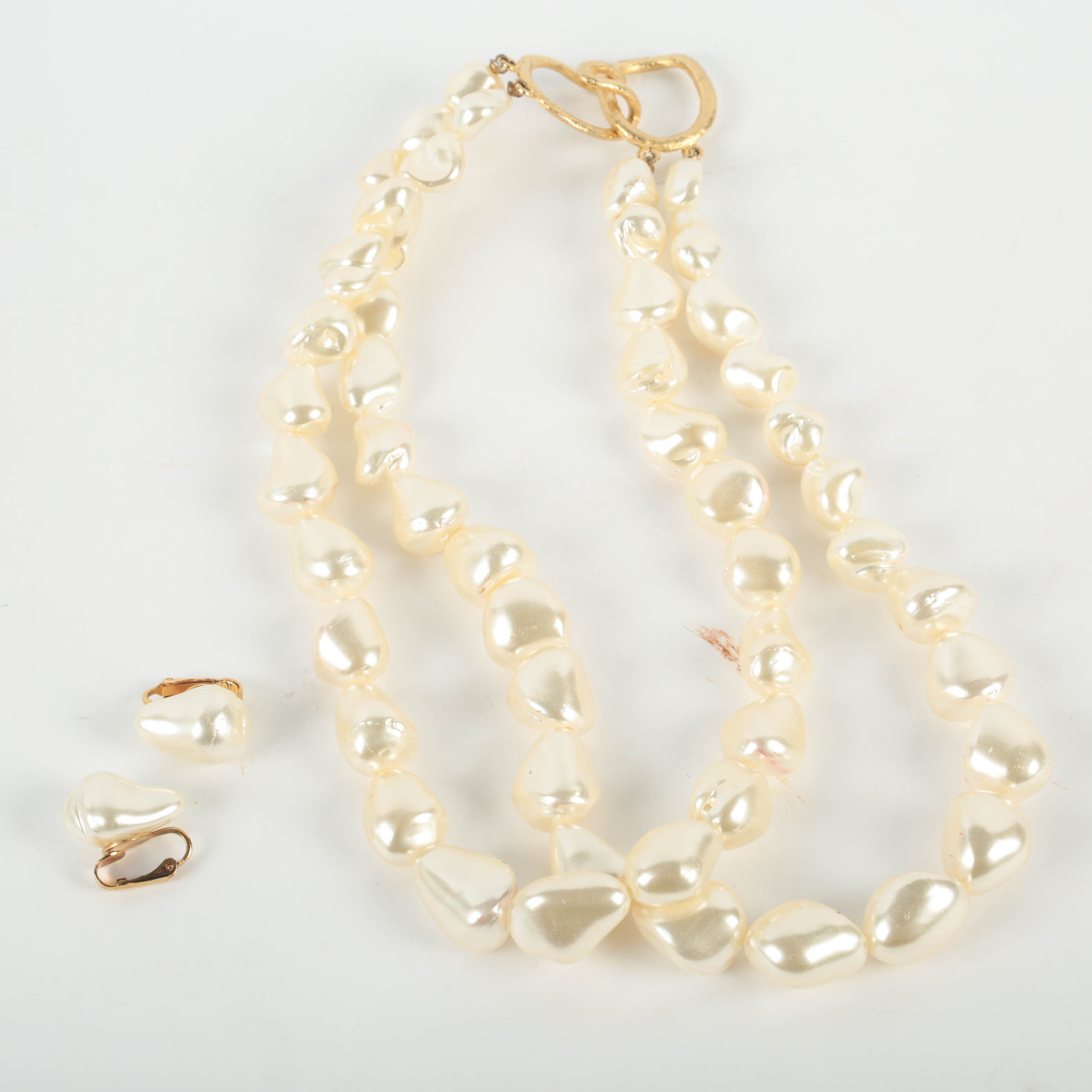 Helga Wagner Faux Pearl Necklace and Earrings