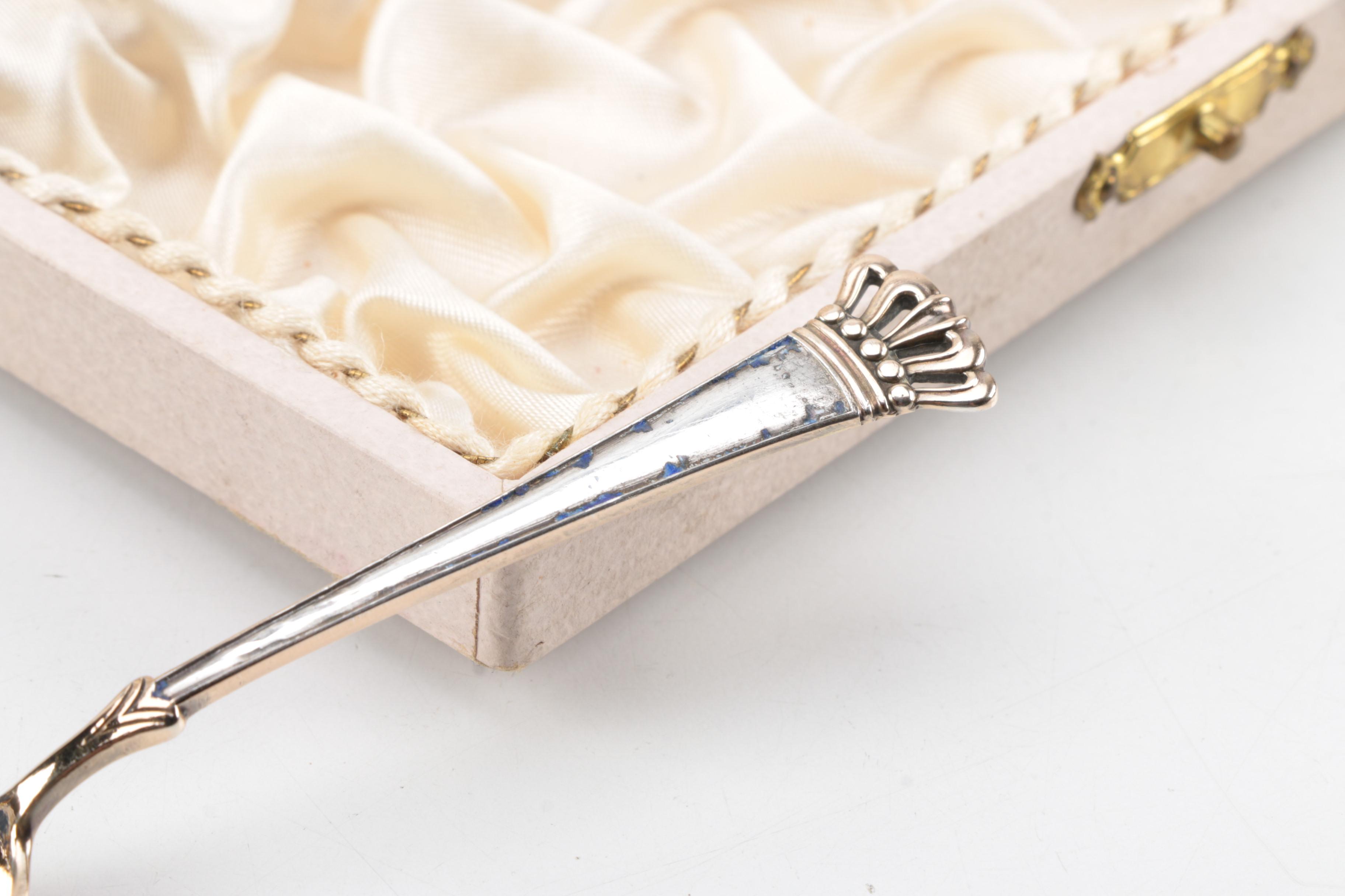 Egon Lauridsen Danish Sterling Silver and Enamel Crown Tip Demitasse Spoons