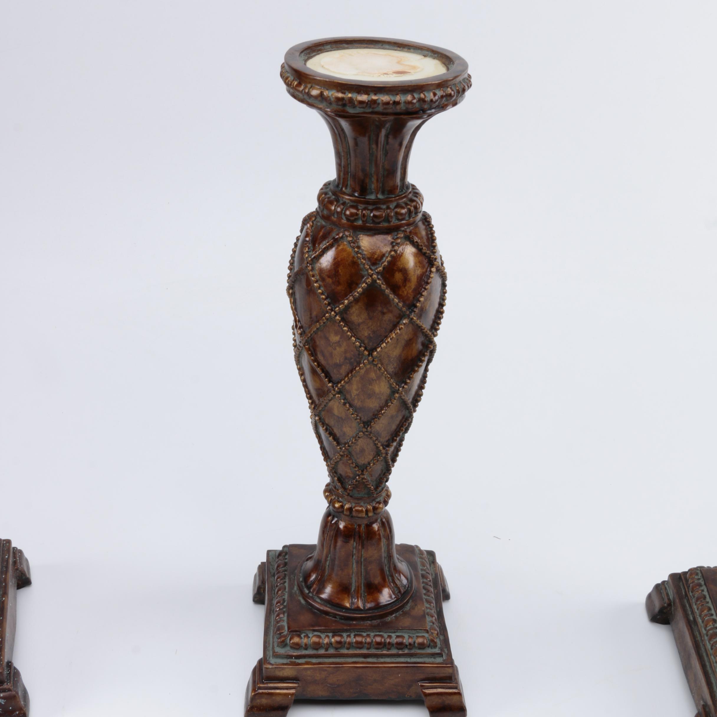 Faux Wood Candle Holders