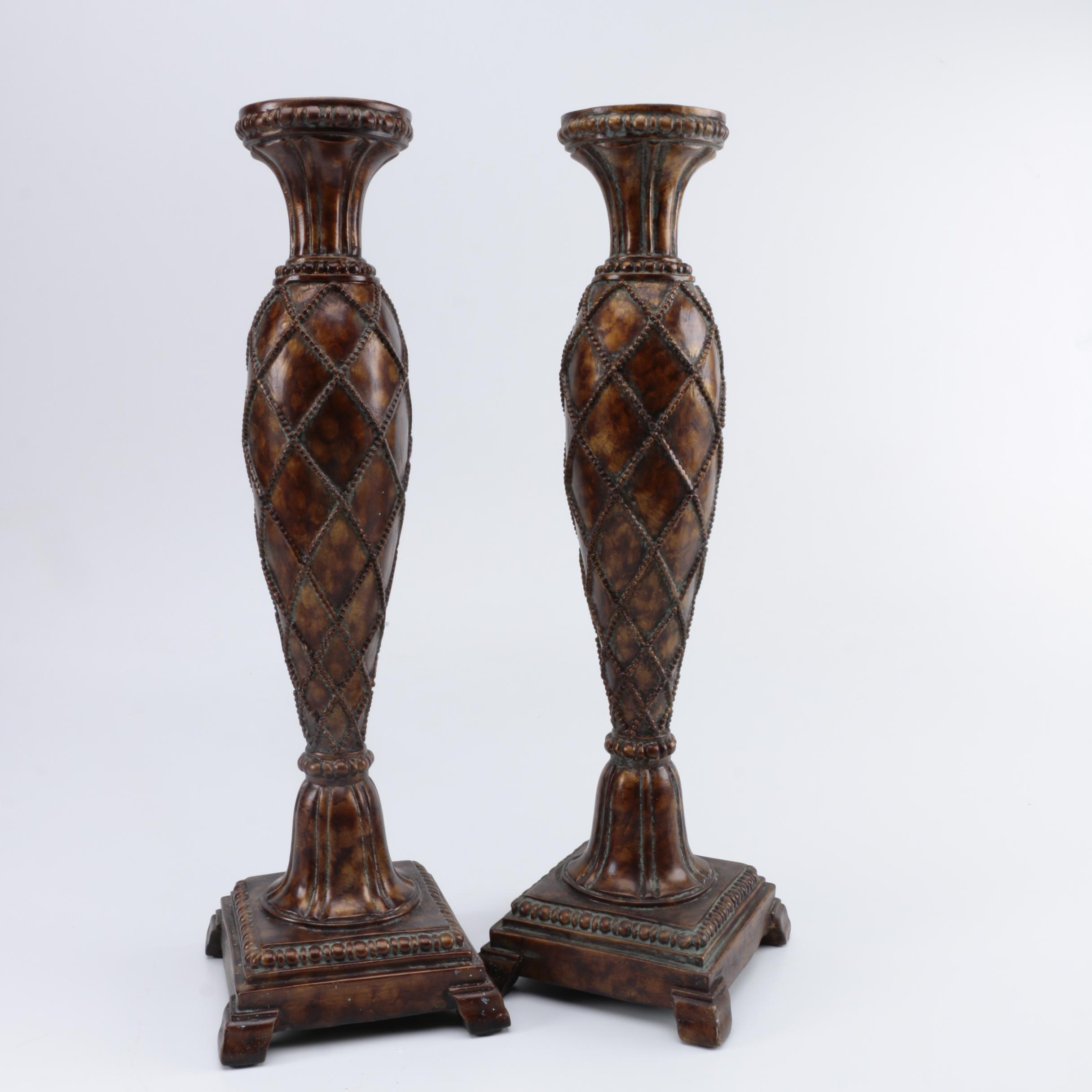 Faux Wood Candle Holders