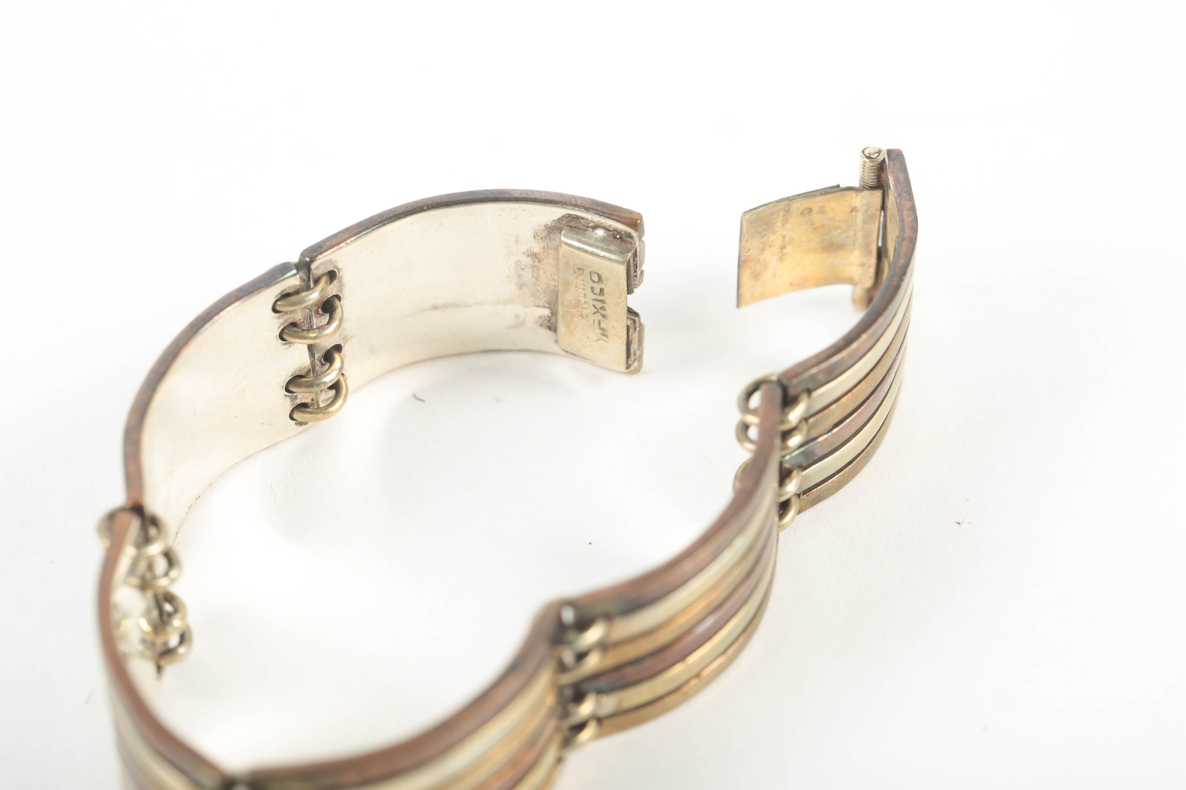 Mexican Sterling Silver Jewelry Full Parure With Married Bracelet